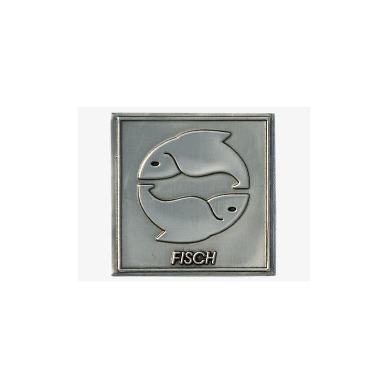 Pločica od kositra 'Riba', kvadratna, metal, srebrna Pločica od kositra 'Riba', kvadratna, metal, srebrna