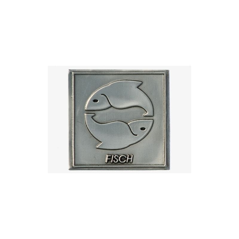 Pločica od kositra „Riba“, kvadratna, metal, srebrna
