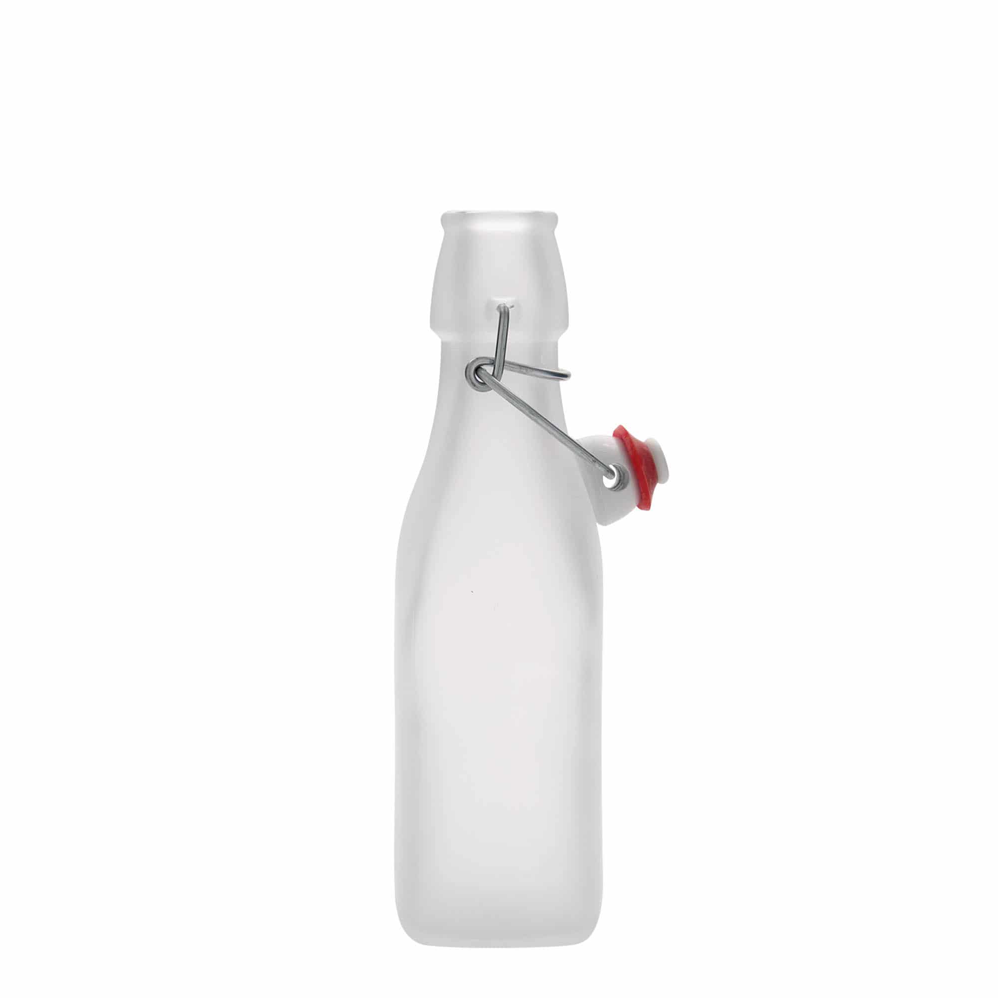 Staklena flaša 250 ml 'Swing, četvrtasta, bijela, otvor: Zatvarač sa žicom