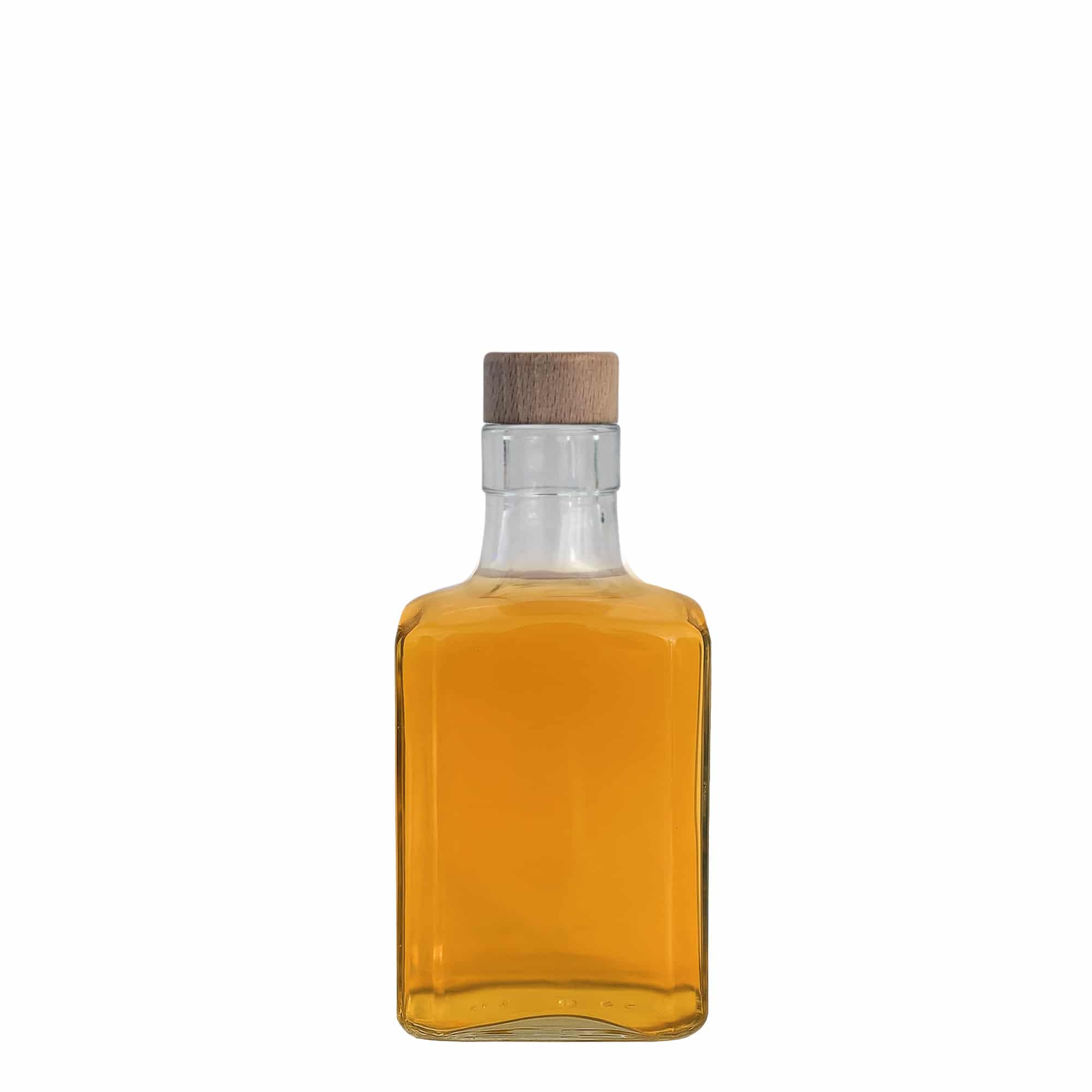 Staklena boca od 250 ml „Decanter Quadro s gornjim rubom“, kvadratna, grlo: pluto
