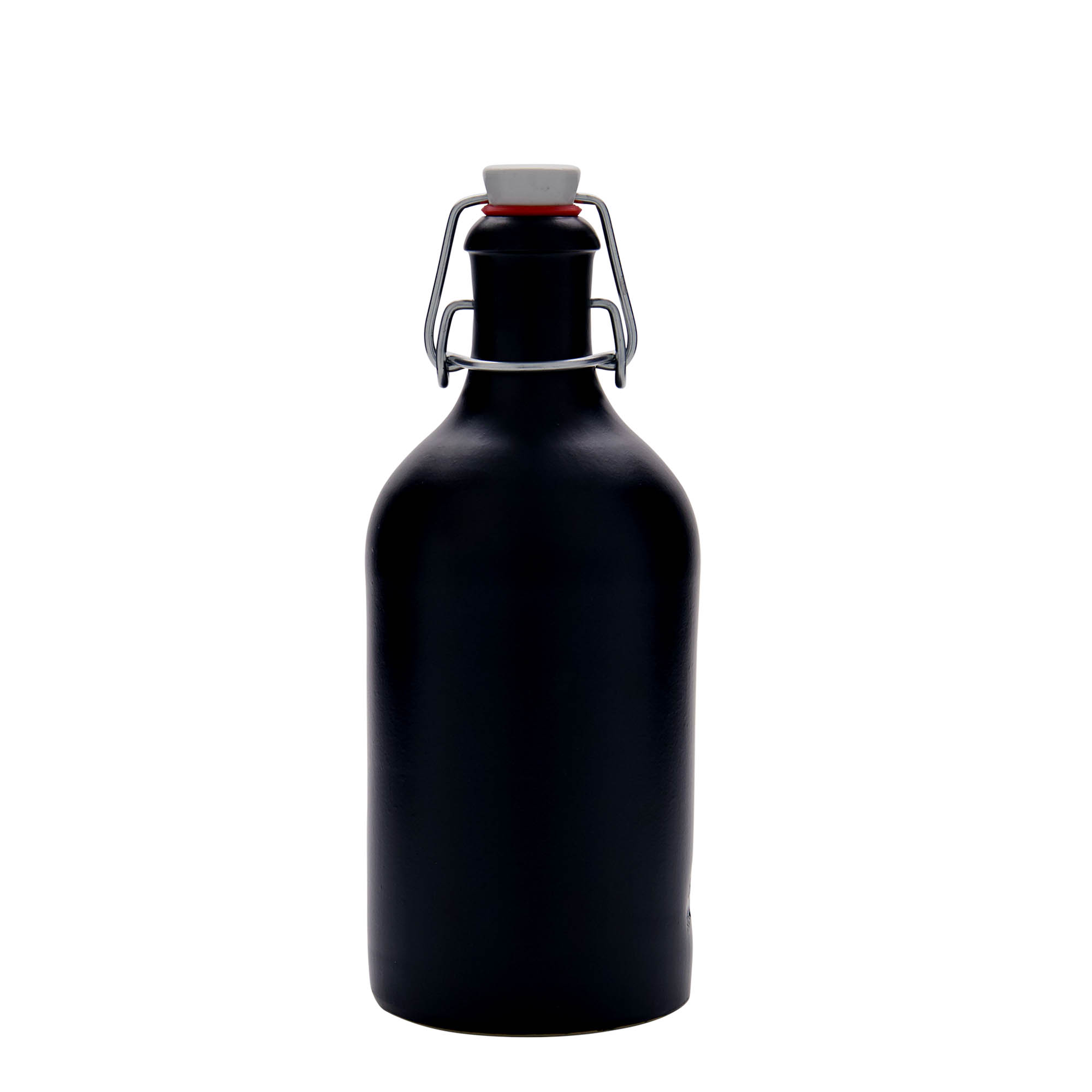 500 ml glineni vrč, kamena keramika, crni, otvor: zatvarač sa kopčom