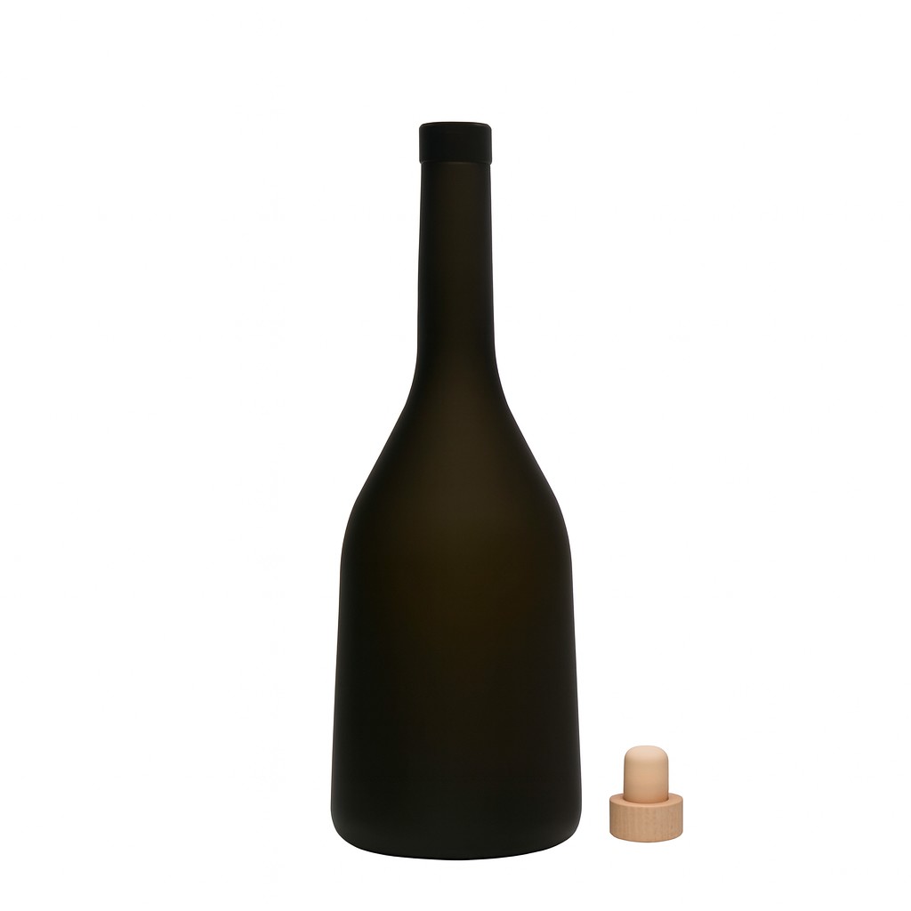 750 ml staklena boca „Rustica“, antikno zelena, grlo: pluta