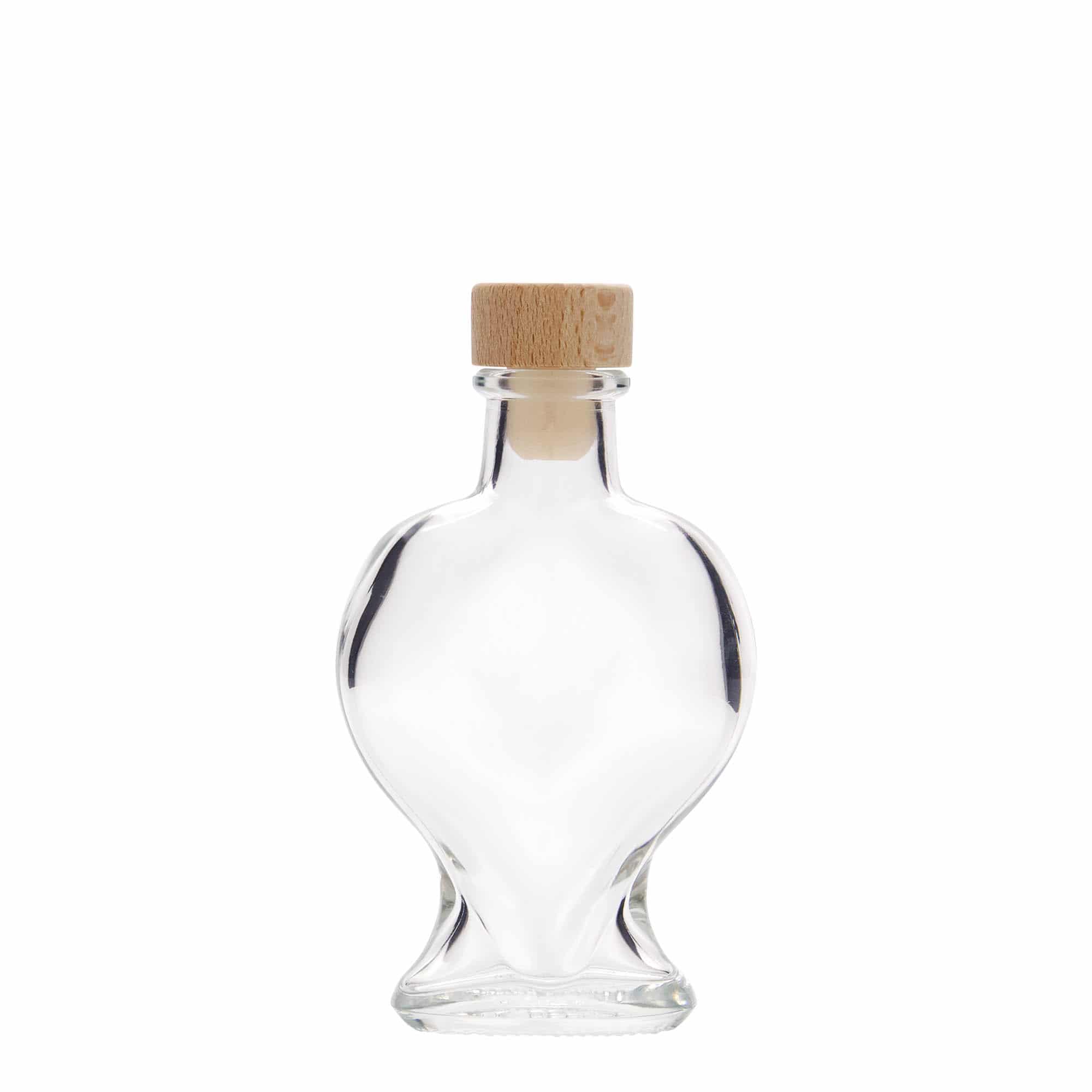 Staklena flaša 100 ml 'Srce', otvor: Pluto
