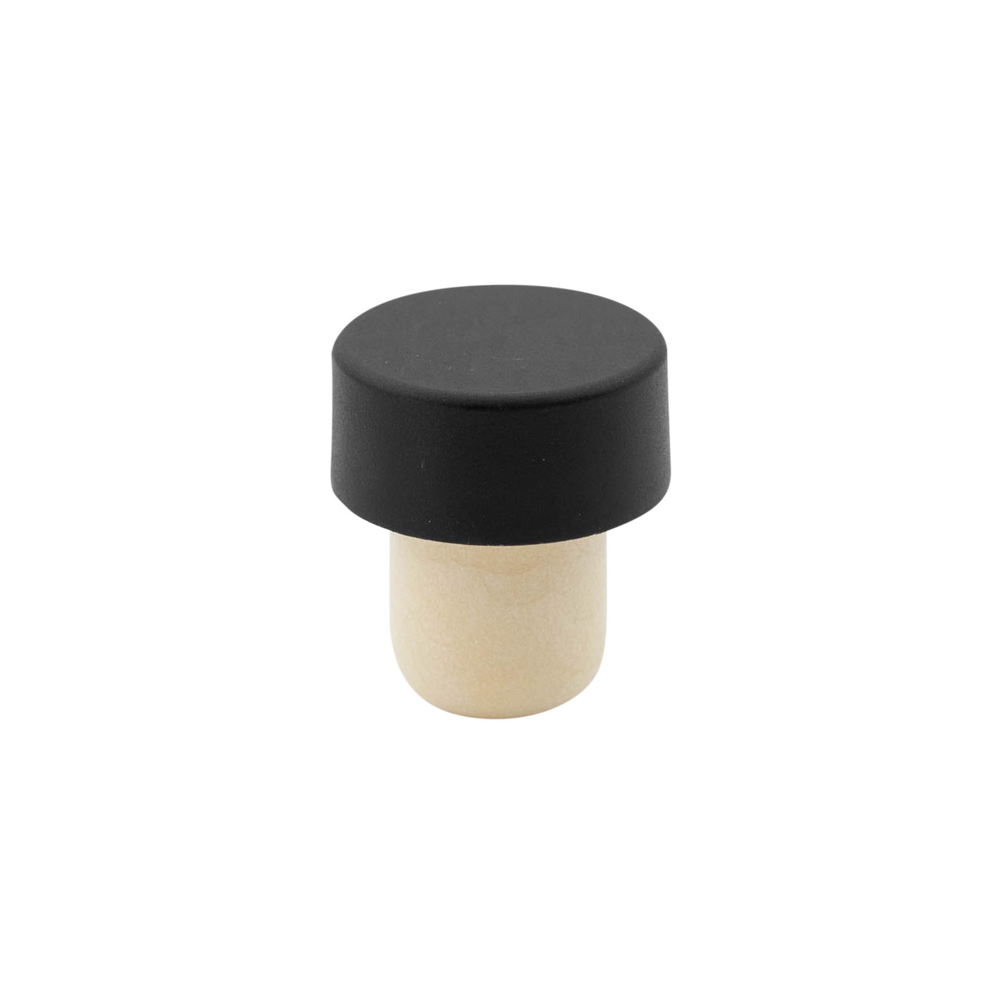 Čep od plute 19 mm, plastika, crni, za otvor: plutani