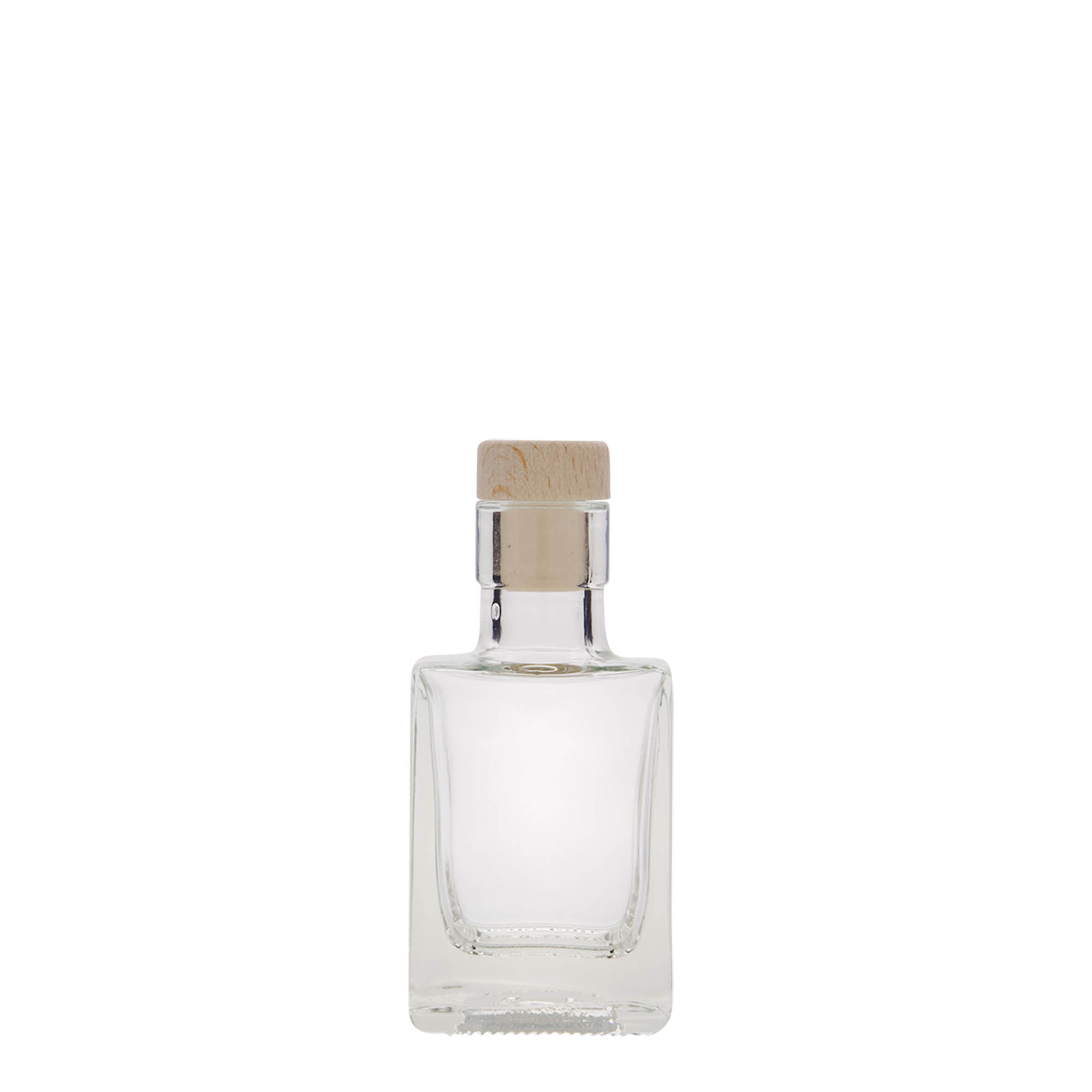 50 ml staklena boca 'Cube', kvadratna, otvor: čep 50 ml staklena boca 'Cube', kvadratna, otvor: čep