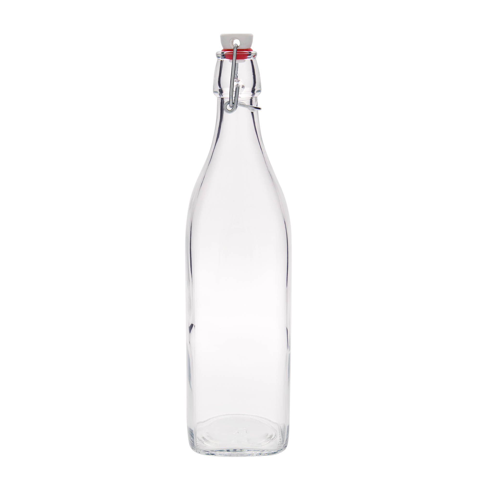 1.000 ml staklena boca „Swing, kvadratna, grlo: zatvarač sa kopčom“
