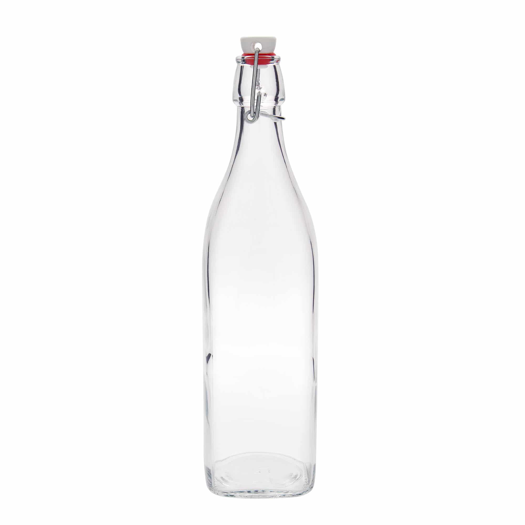 1.000 ml staklena boca „Swing, kvadratna, grlo: zatvarač sa kopčom“