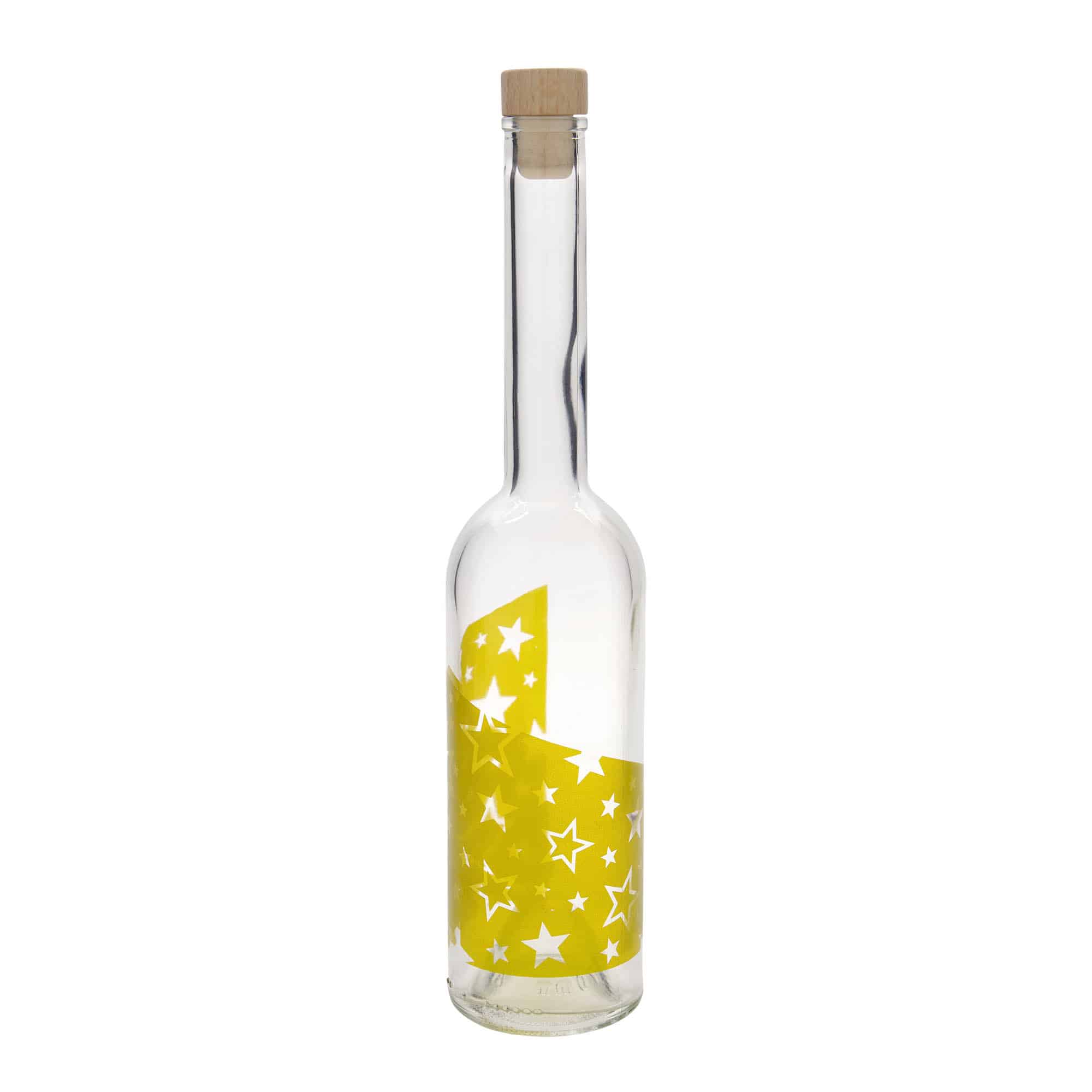 500 ml staklena boca 'Opera', motiv: zlatne zvijezde, grlo: pluta
