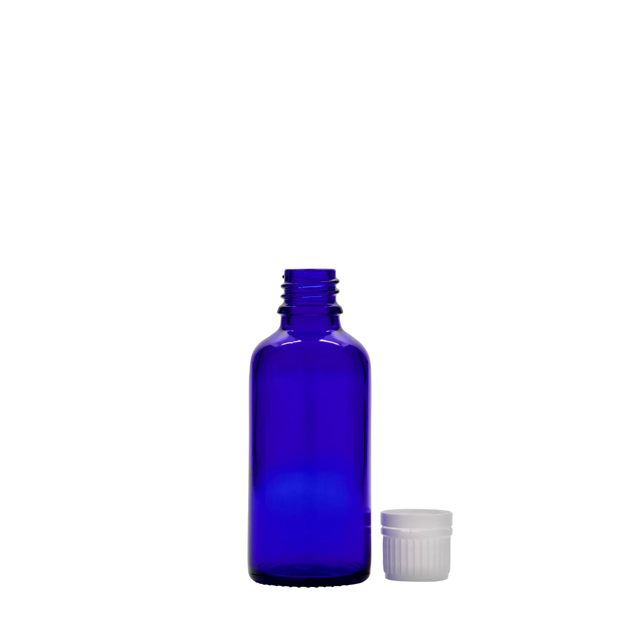 50 ml medicinska bočica, staklo, kraljevsko plava, otvor: DIN 18 50 ml medicinska bočica, staklo, kraljevsko plava, otvor: DIN 18