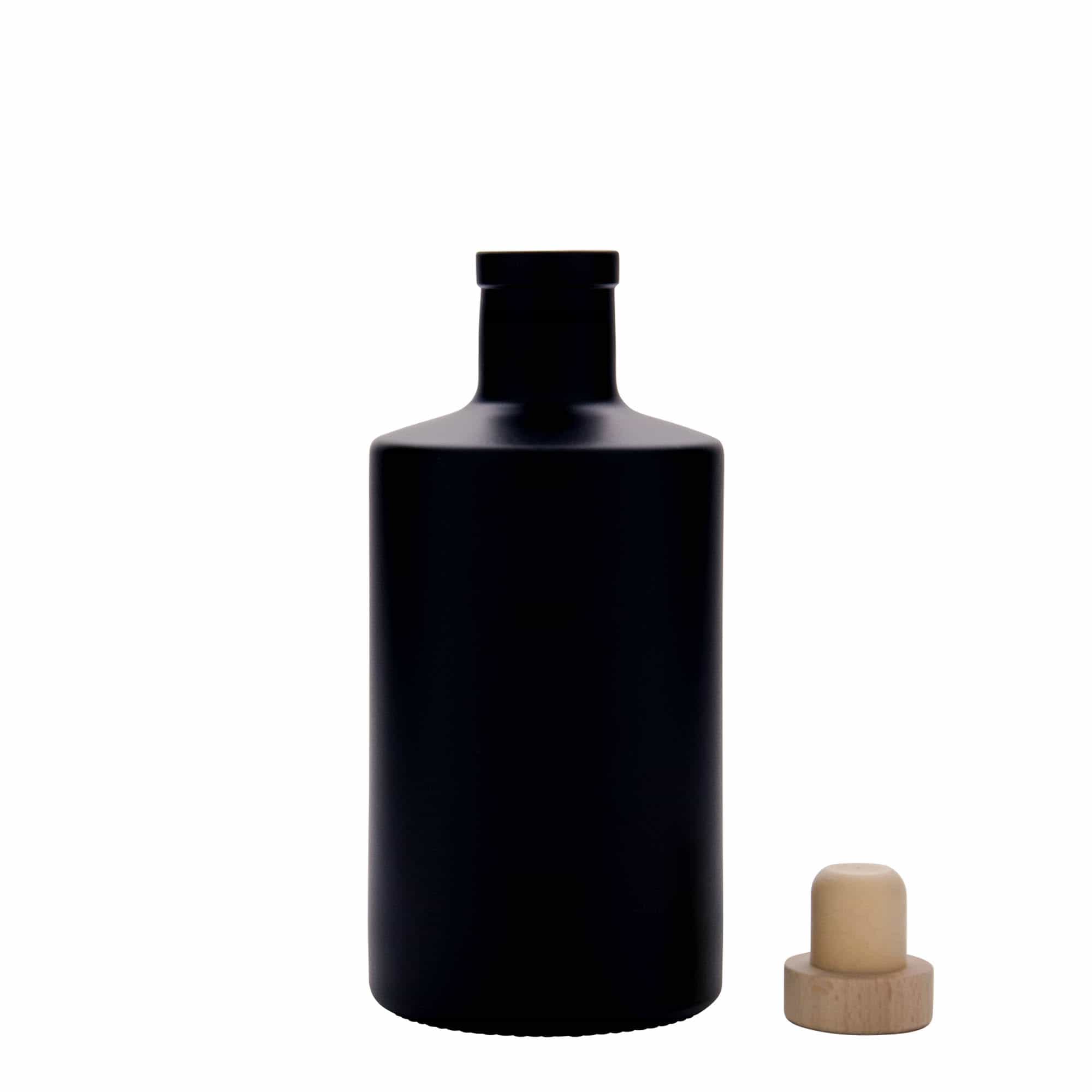 Staklena flaša 500 ml 'Caroline', crna, otvor: Pluto