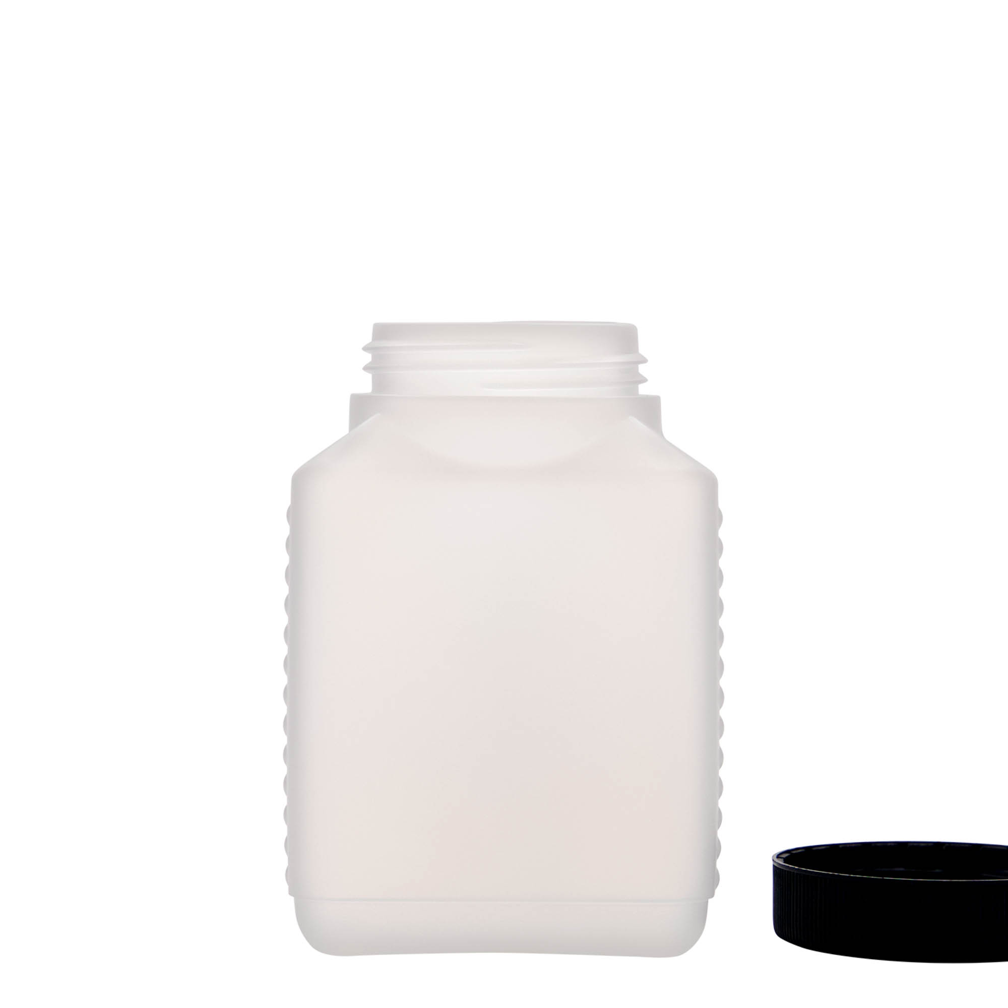 500 ml boca sa širokim grlom, pravougaona, HDPE plastika, prirodna boja, otvor: DIN 60 EPE