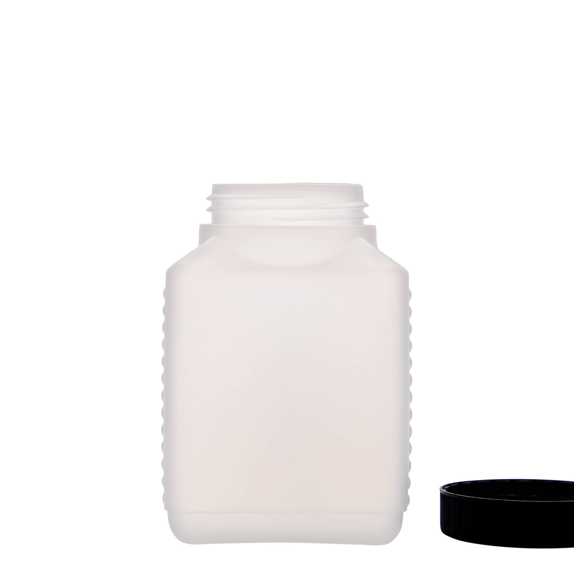 500 ml boca sa širokim grlom, pravougaona, HDPE plastika, prirodna boja, otvor: DIN 60 EPE 500 ml boca sa širokim grlom, pravougaona, HDPE plastika, prirodna boja, otvor: DIN 60 EPE
