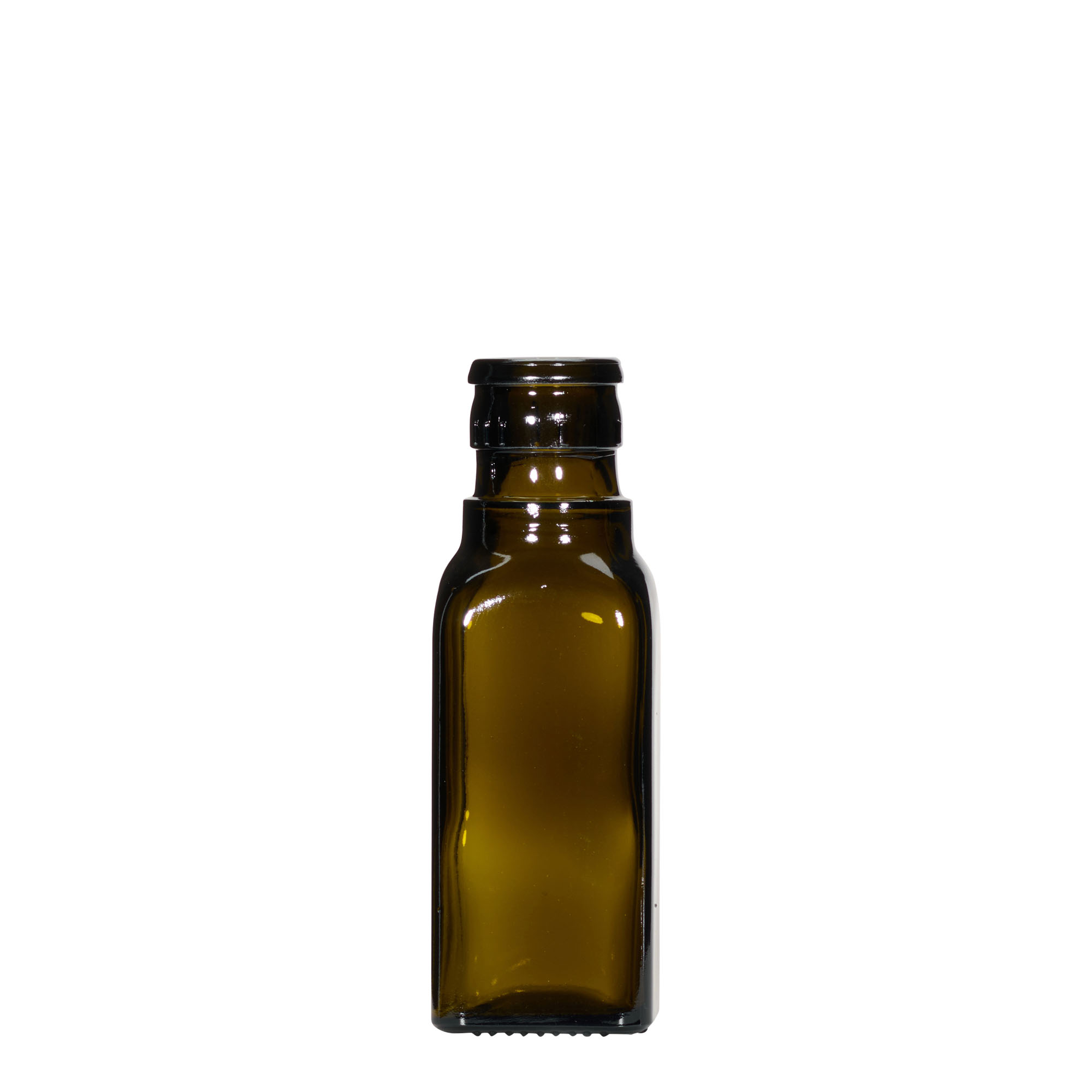 100 ml boca za sirće/ulje „Quadra“, staklo, kvadratna, antikno zelena, grlo: DOP