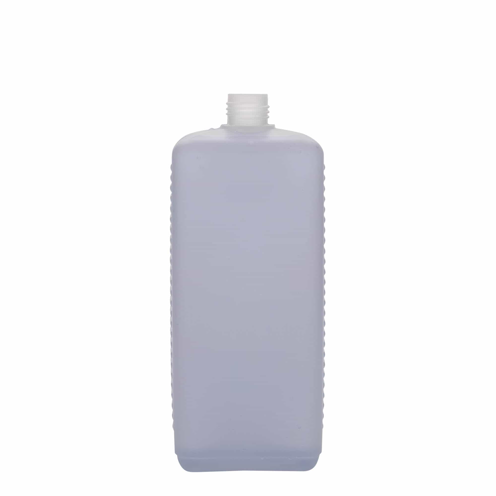 Kanister flaša 1.000 ml, kvadratna, HDPE plastika, prirodna, otvor: DIN 25 EPE