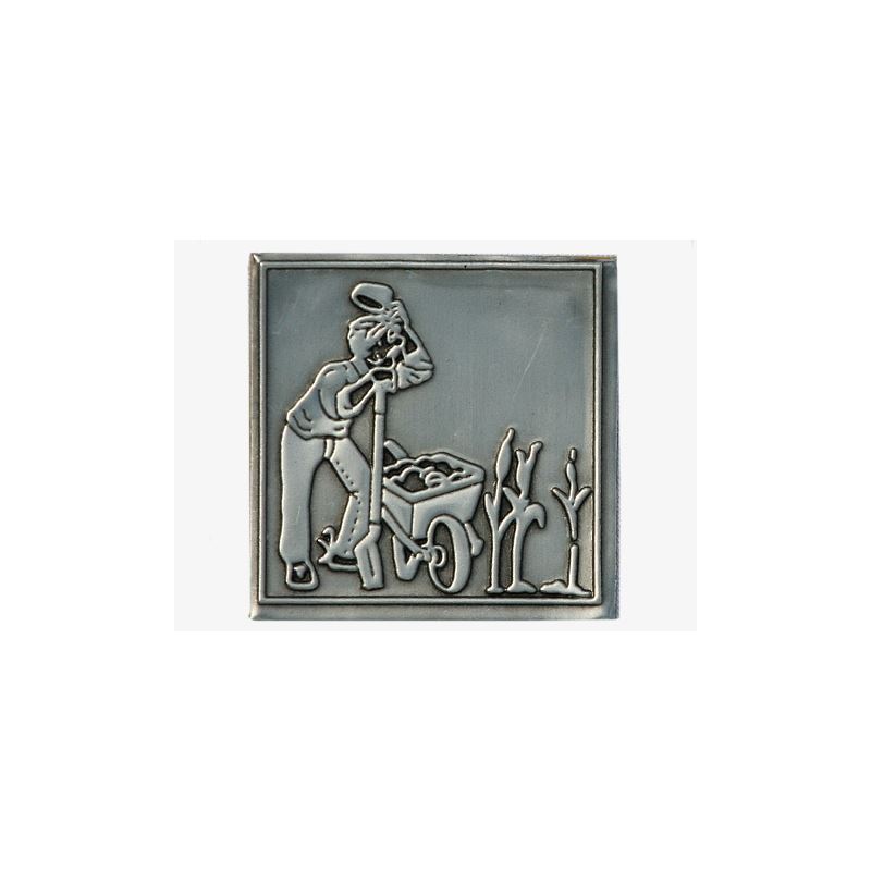 Limena etiketa 'Baštar', kvadratna, metal, srebrna