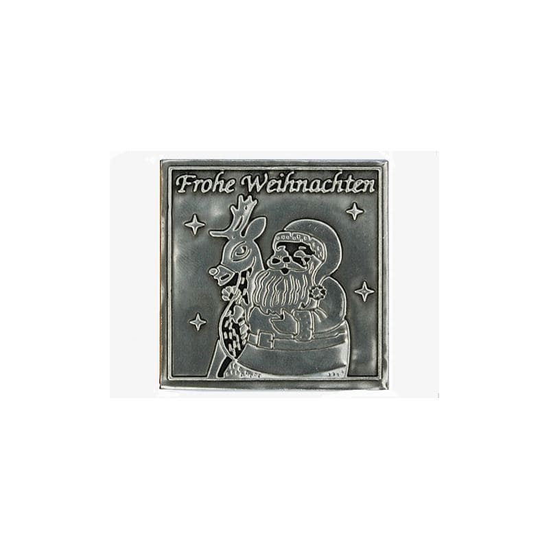 Olovna etiketa 'Sretan Božić', kvadratna, metal, srebrna Olovna etiketa 'Sretan Božić', kvadratna, metal, srebrna