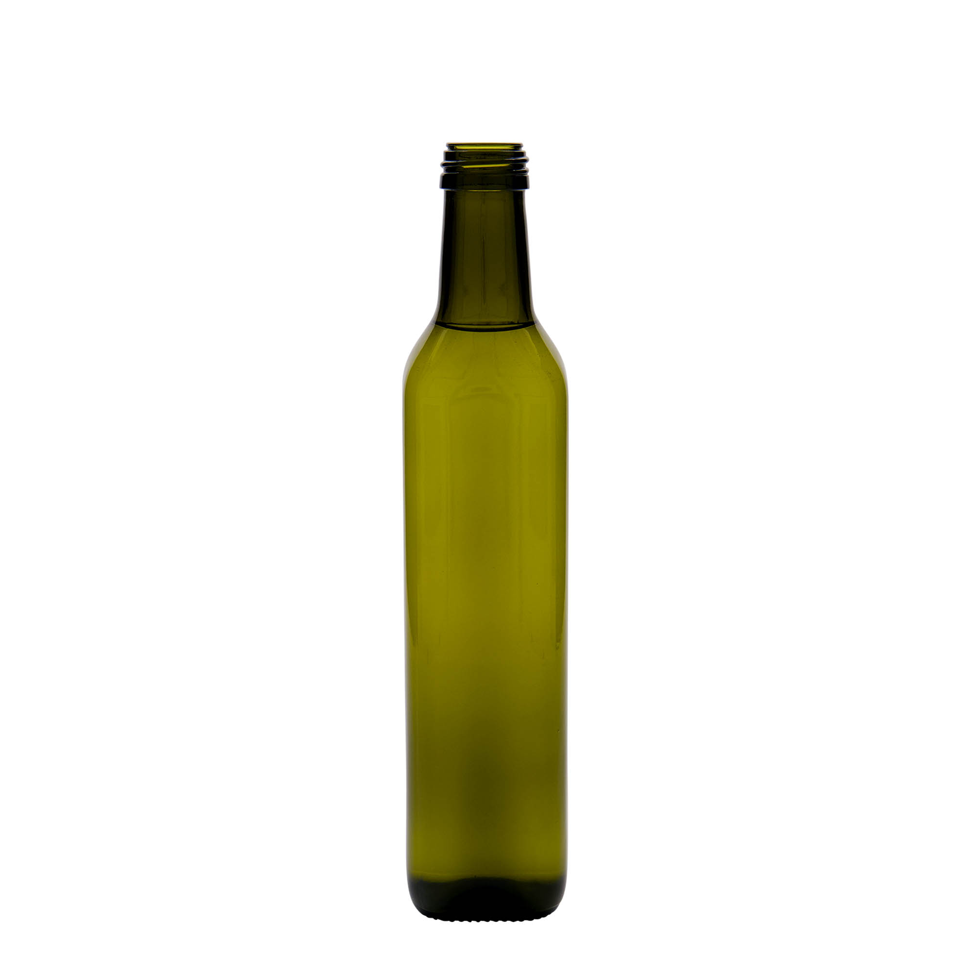 500 ml staklena boca „Marasca“, kvadratna, antikno zelena, grlo: PP 31,5