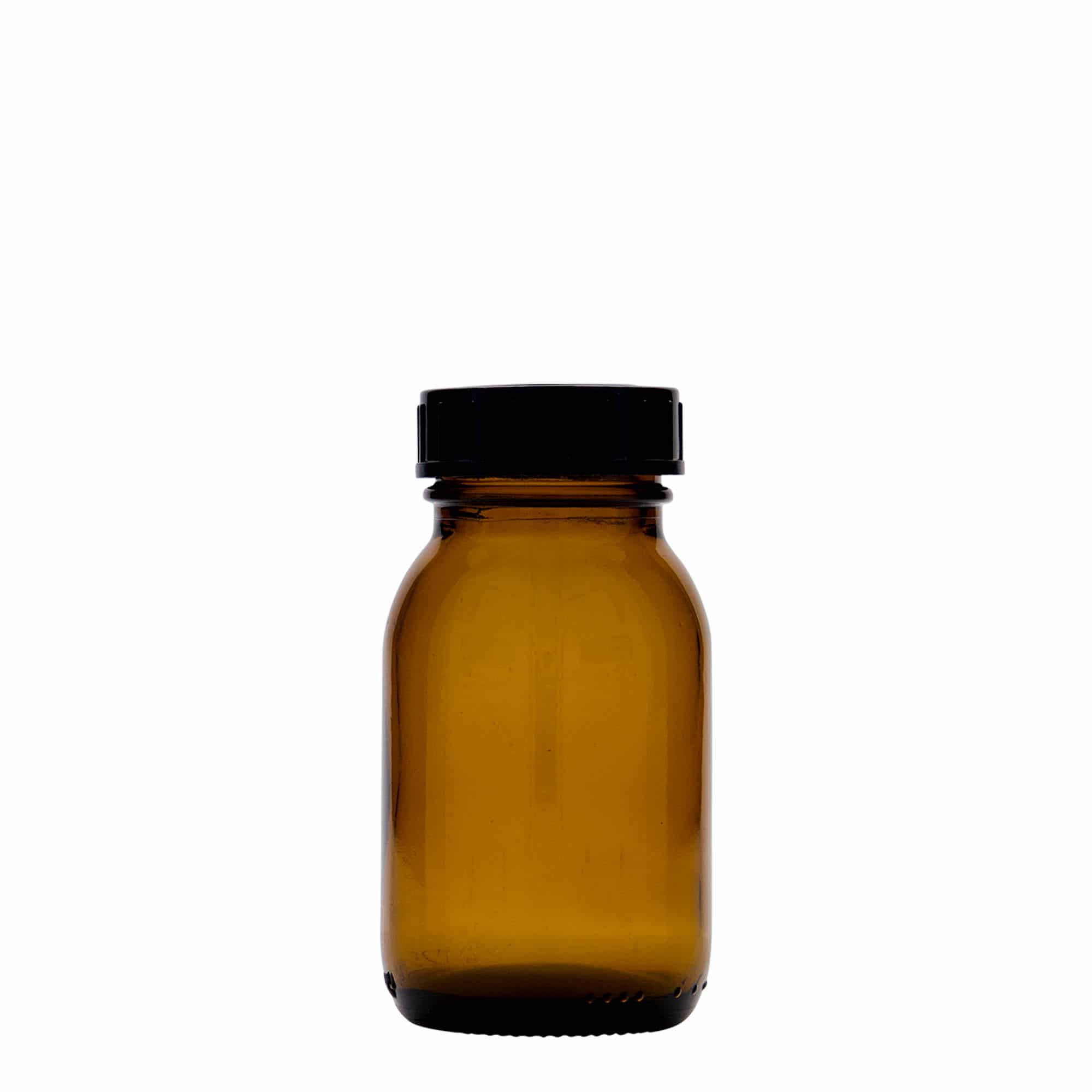 Staklenka sa širokim vratom 125 ml, smeđa, otvor: DIN 40