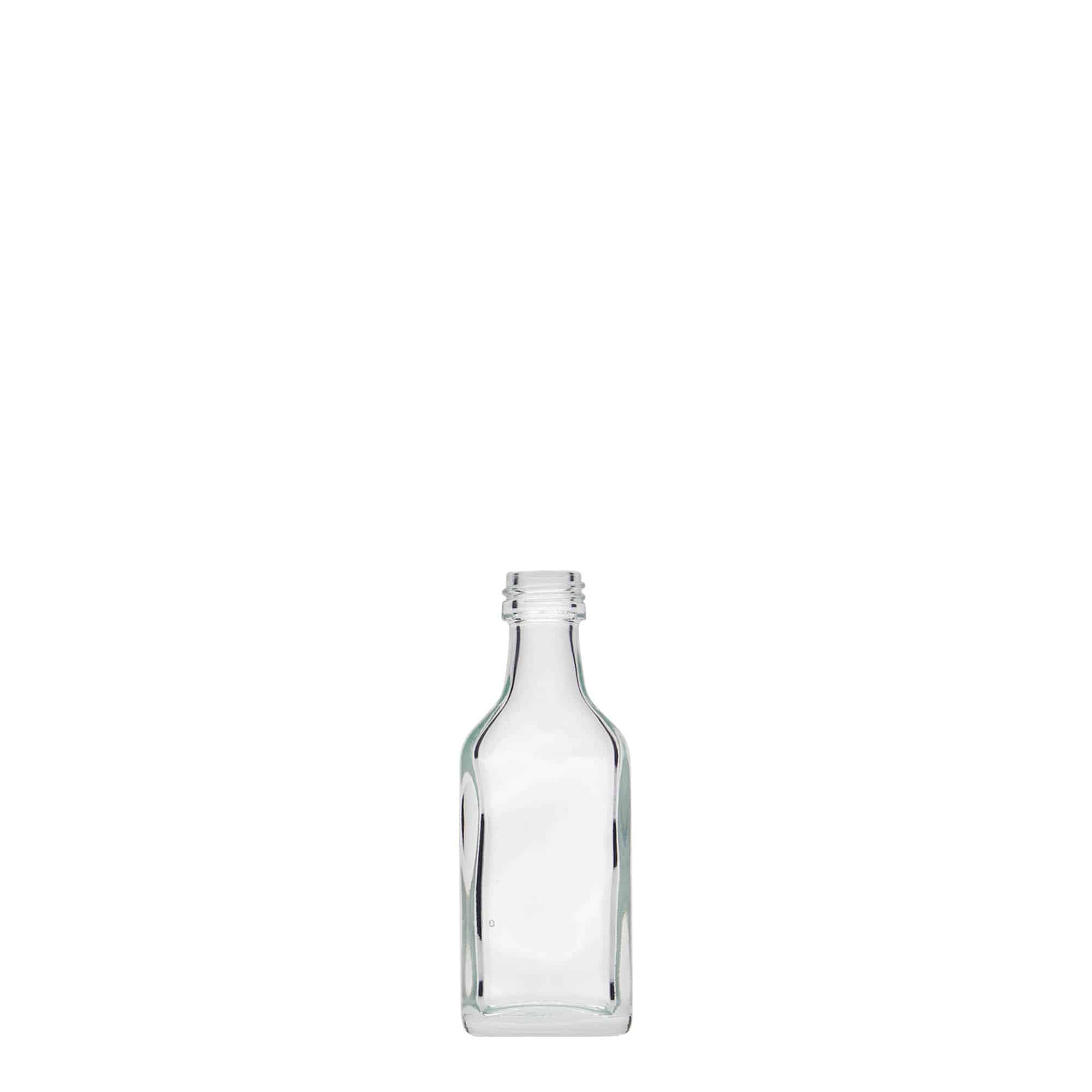 Džepna flaša 20 ml, kvadratna, staklo, otvor: PP 18