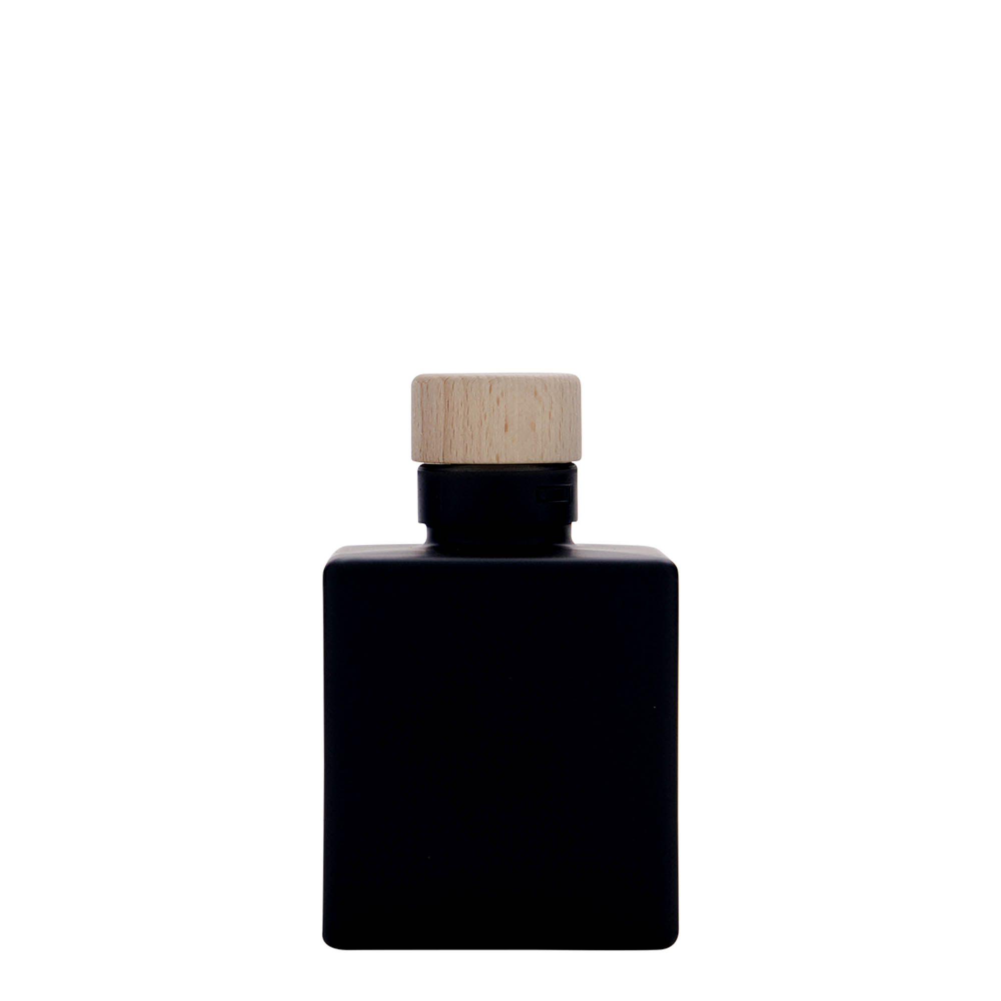 100 ml staklena boca 'Cube', kvadratna, crna, grlo: pluta