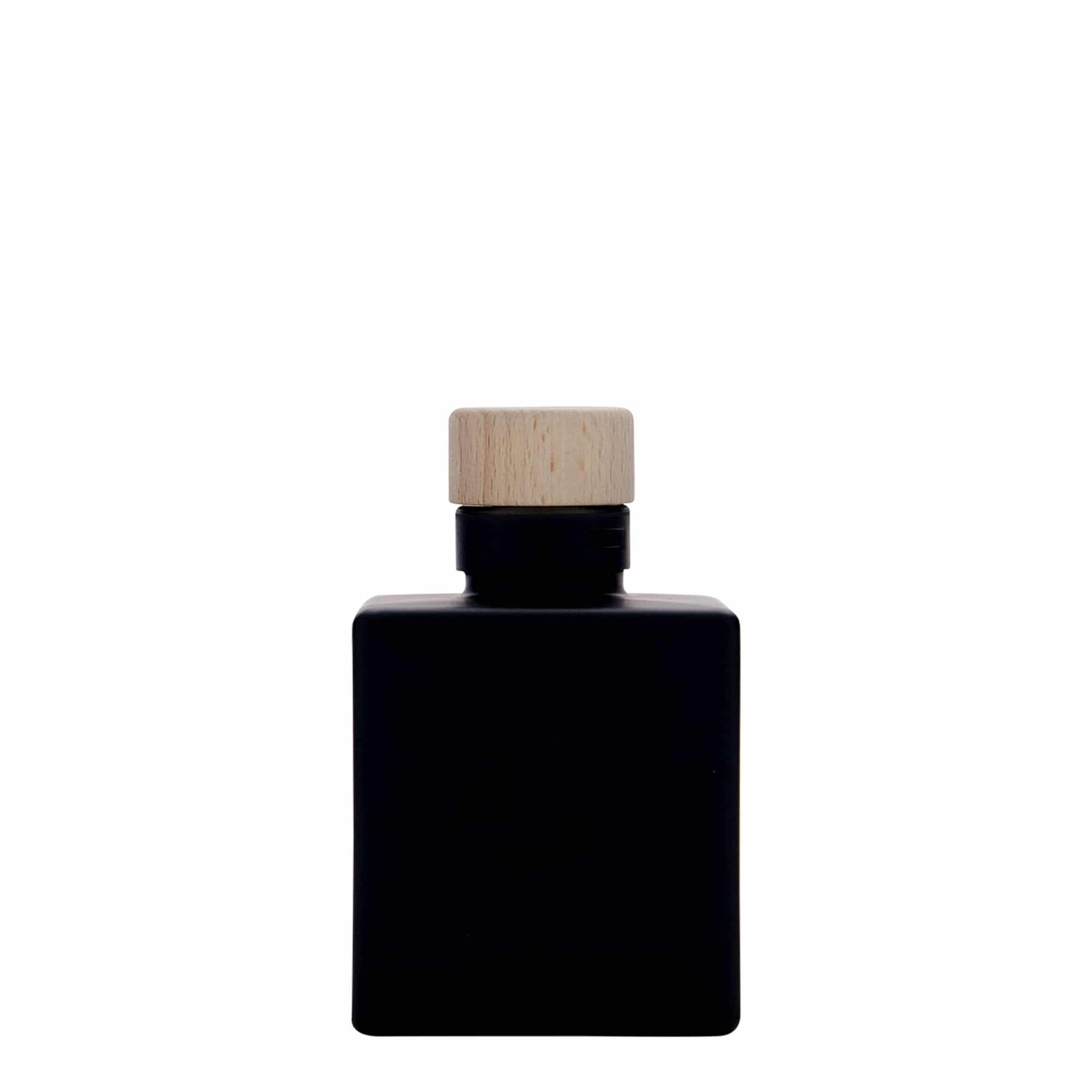 100 ml staklena boca „Cube“, kvadratna, crna, grlo: pluta