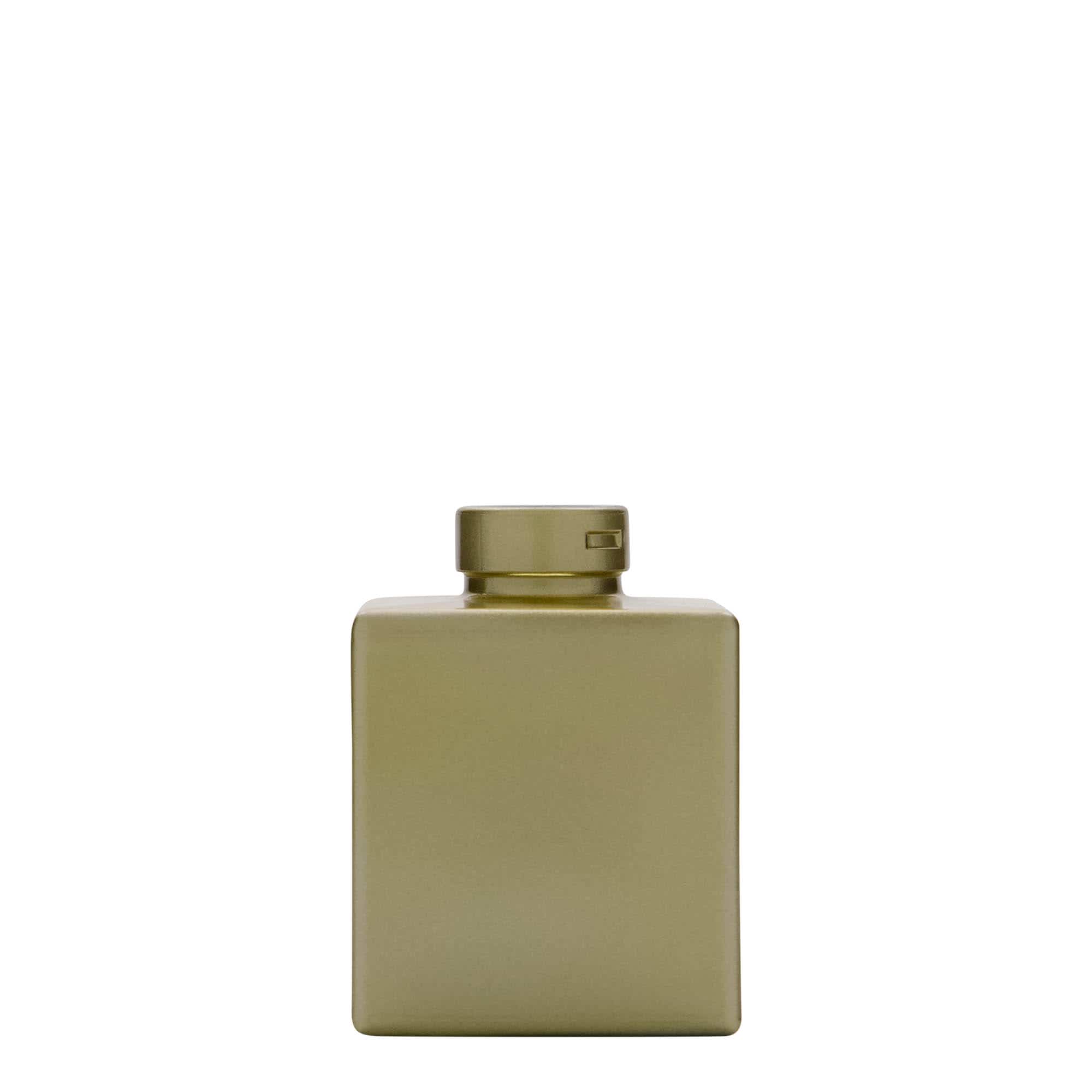 Staklena flaša 100 ml 'Cube', kvadratna, zlatna, otvor: Pluto Staklena flaša 100 ml 'Cube', kvadratna, zlatna, otvor: Pluto