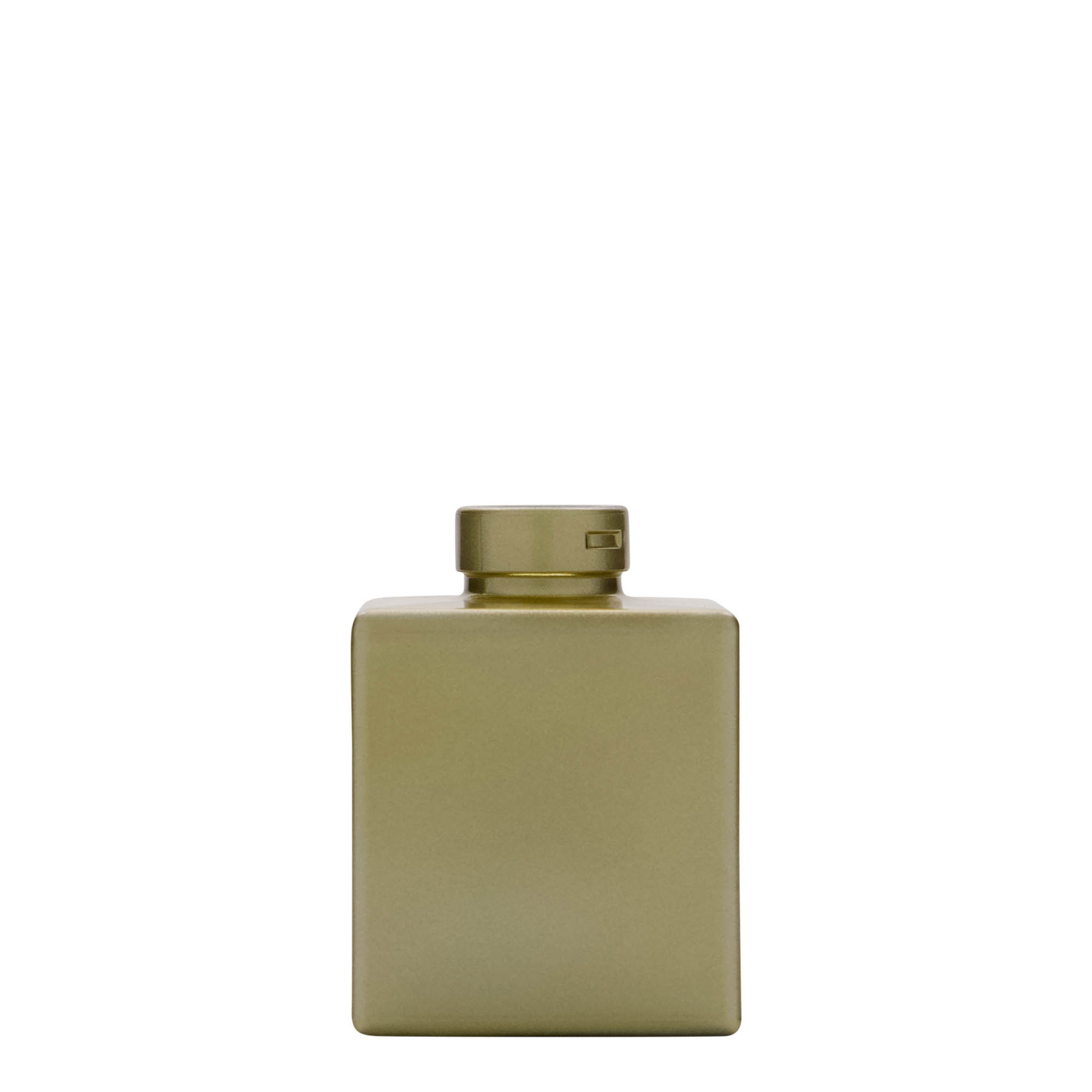 100 ml staklena boca 'Cube', kvadratna, zlatna, grlo: plutajući čep 100 ml staklena boca 'Cube', kvadratna, zlatna, grlo: plutajući čep