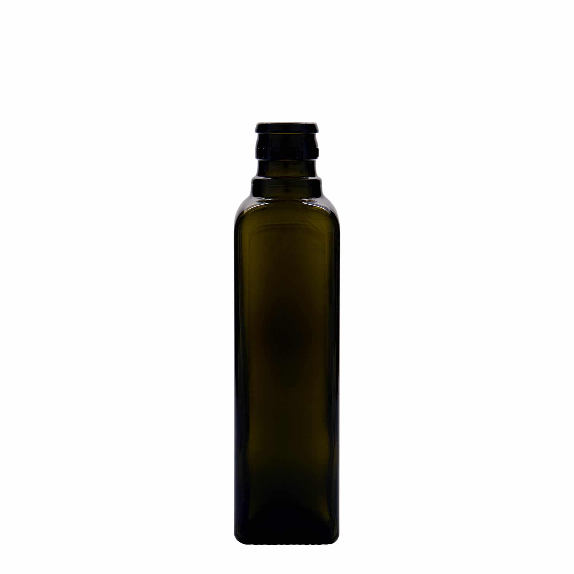 Flaša za sirće/ulje 250 ml 'Quadra', staklo, kvadratna, antikno zelena, otvor: DOP Flaša za sirće/ulje 250 ml 'Quadra', staklo, kvadratna, antikno zelena, otvor: DOP
