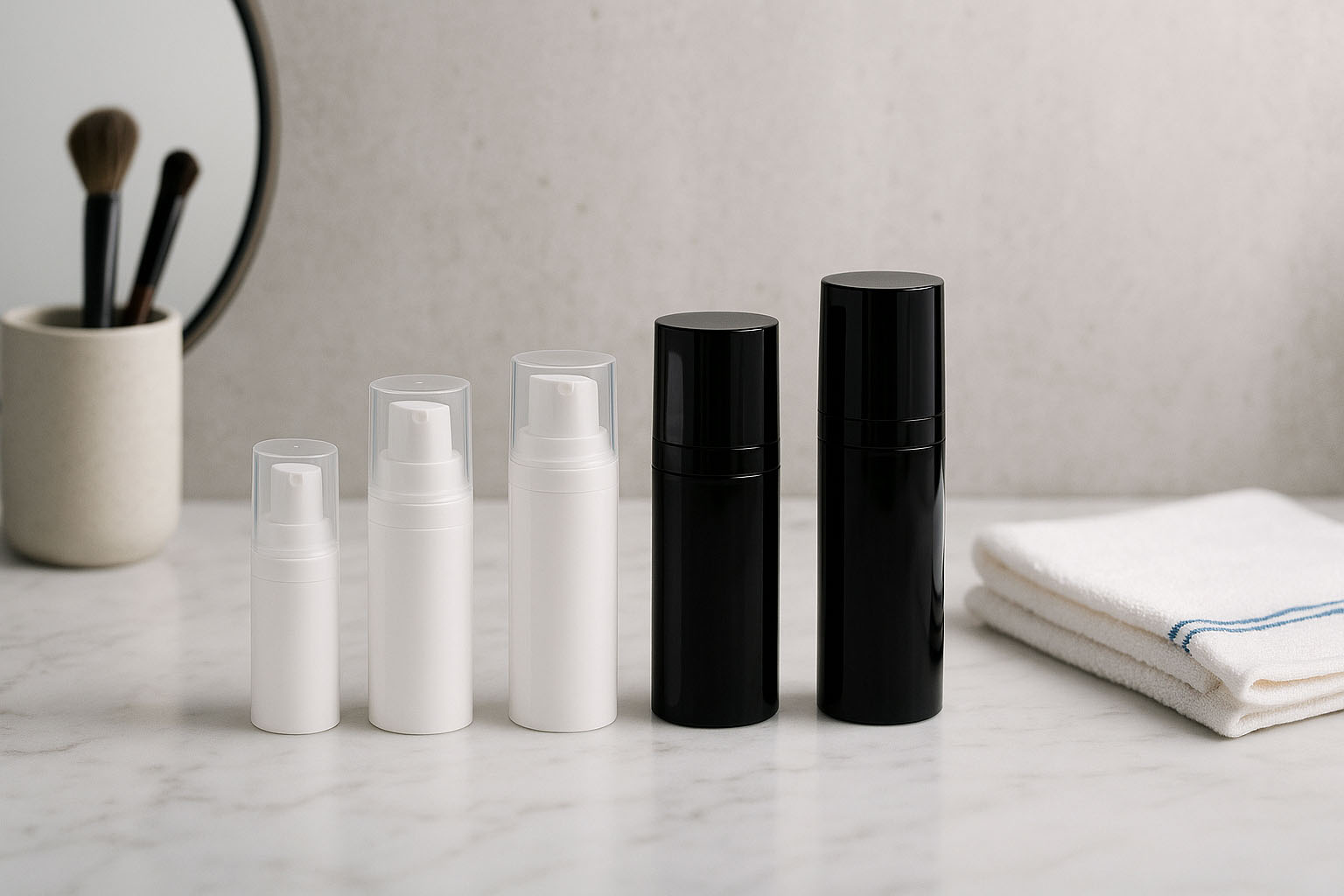 Airless glava Micro srebrni rub + bijela, sjajna čepić