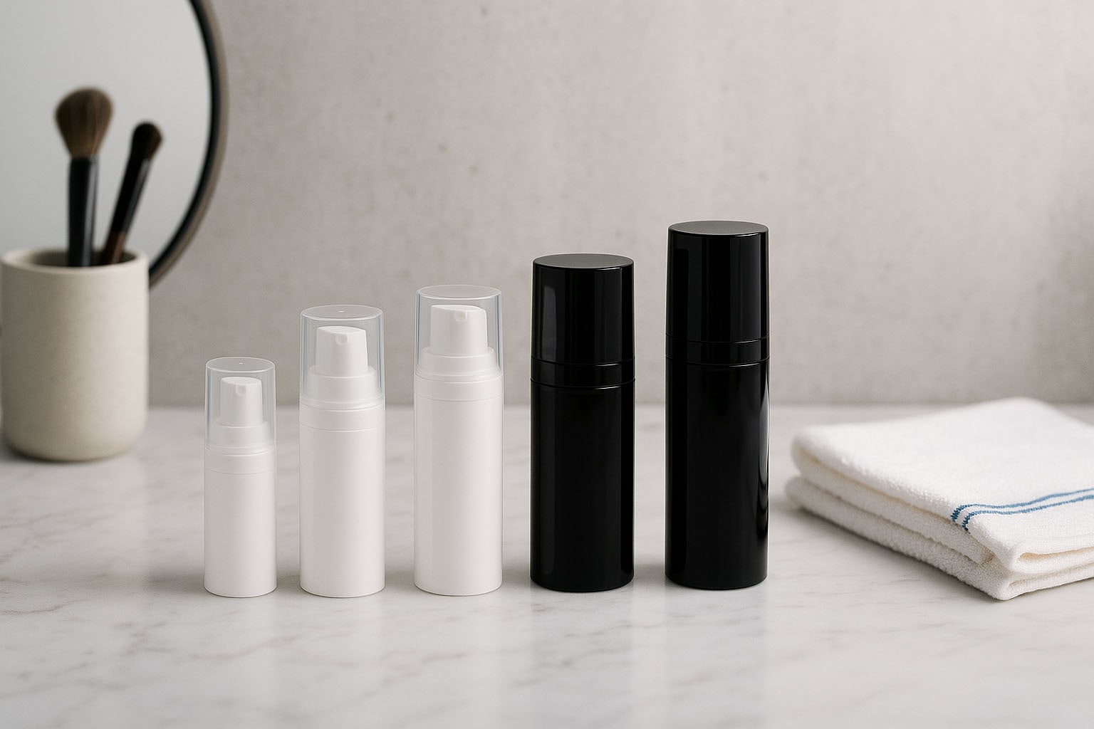 Airless glava Micro srebrni rub + bijela, sjajna čepić