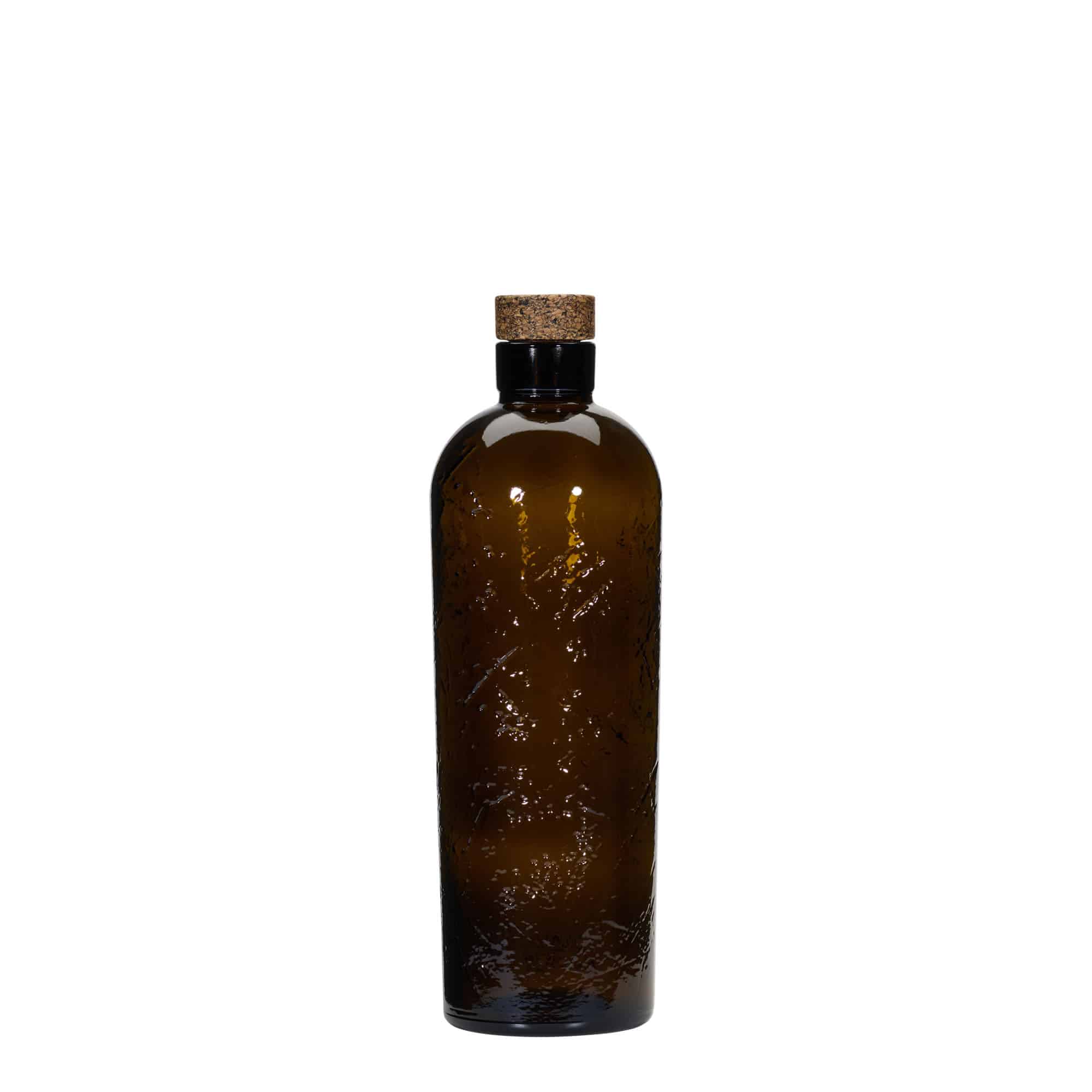 700 ml ručno izrađena staklena boca 'Natural', smeđa, otvor: pluta