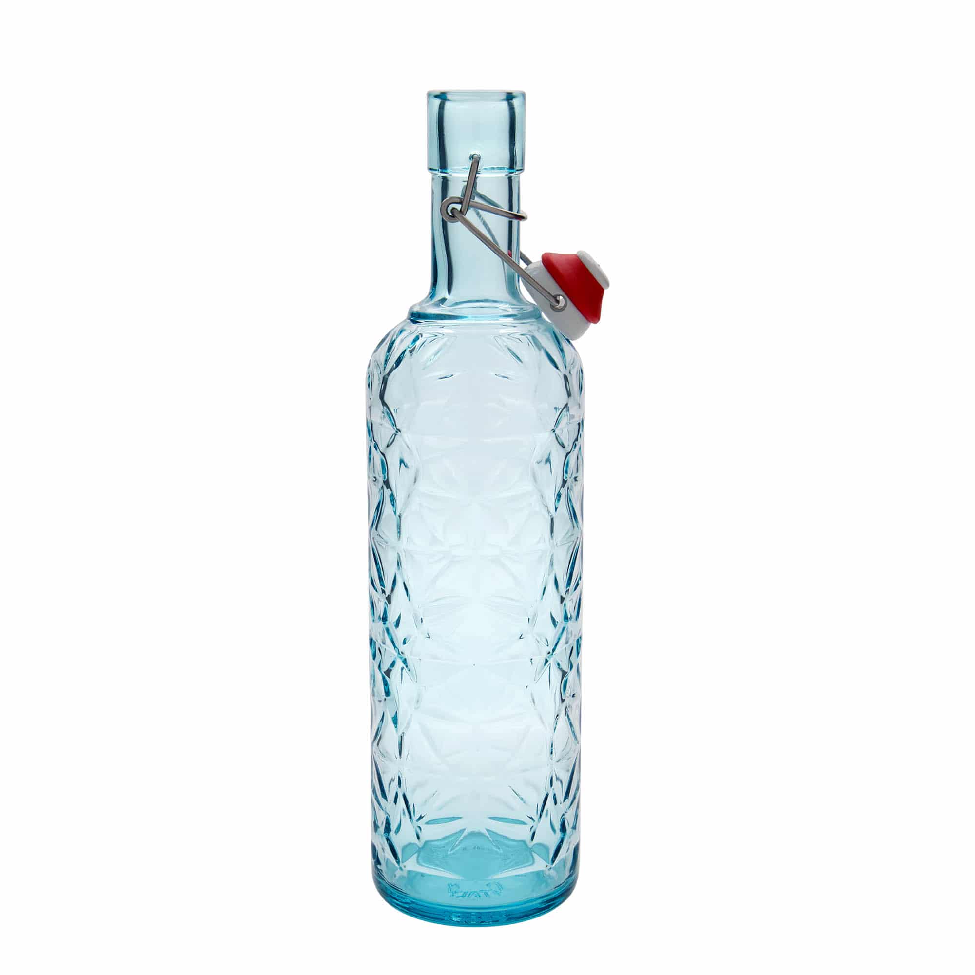 1.000 ml staklena boca 'Oriente', azurno plava, otvor: zatvarač s kopčom