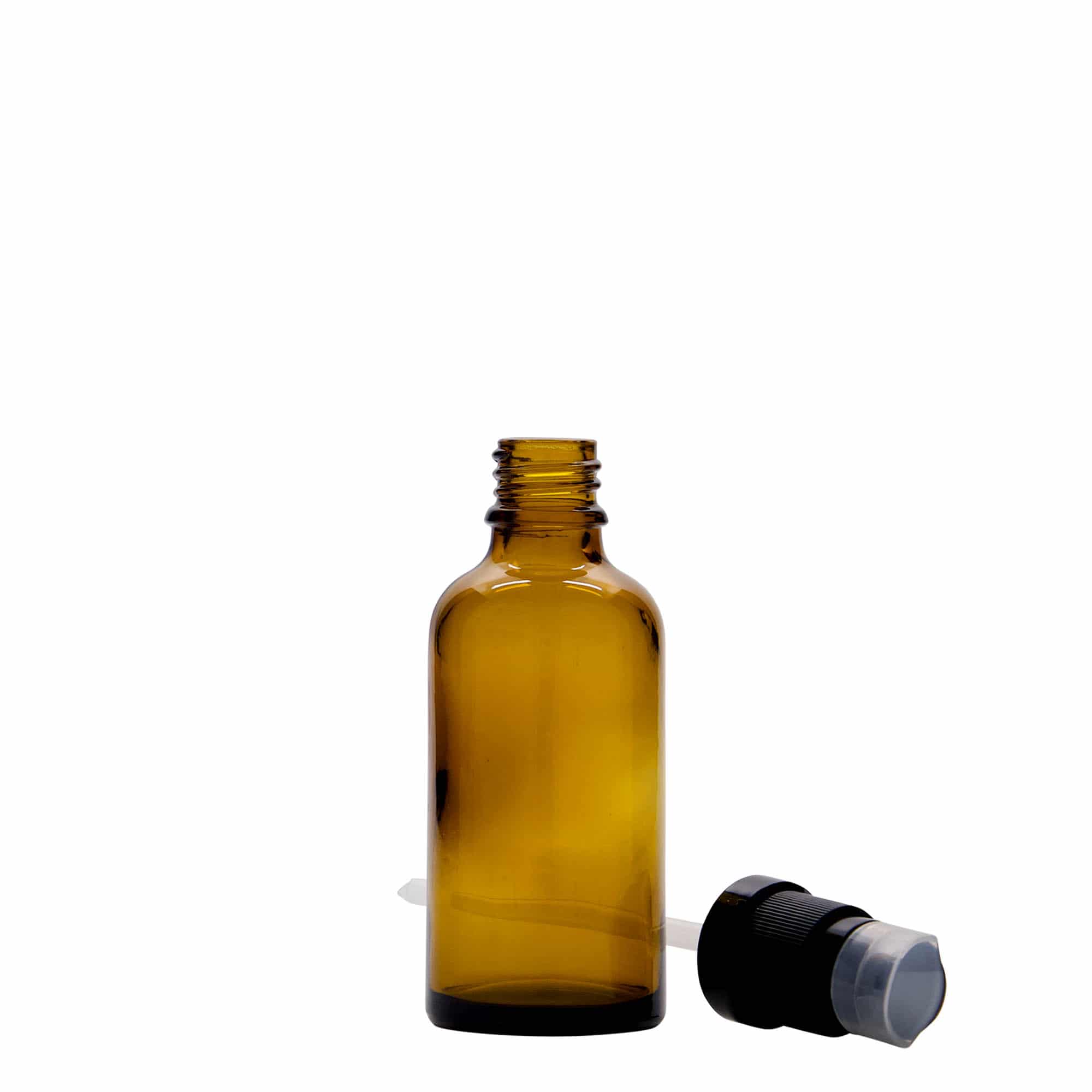 50 ml medicinska bočica sa pumpicom za losion, staklo, smeđa, grlo: DIN 18