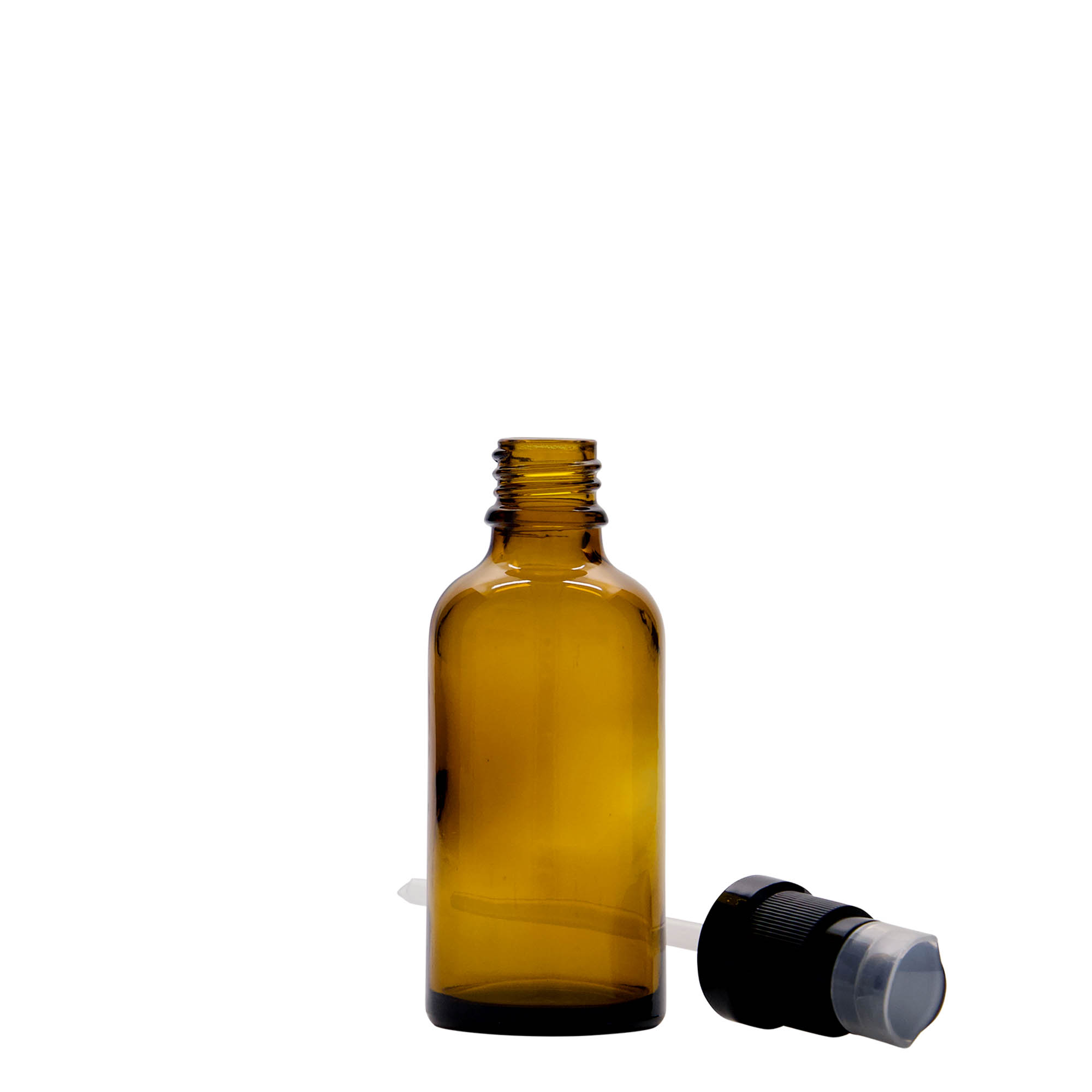 50 ml medicinska bočica sa pumpicom za losion, staklo, smeđa, grlo: DIN 18