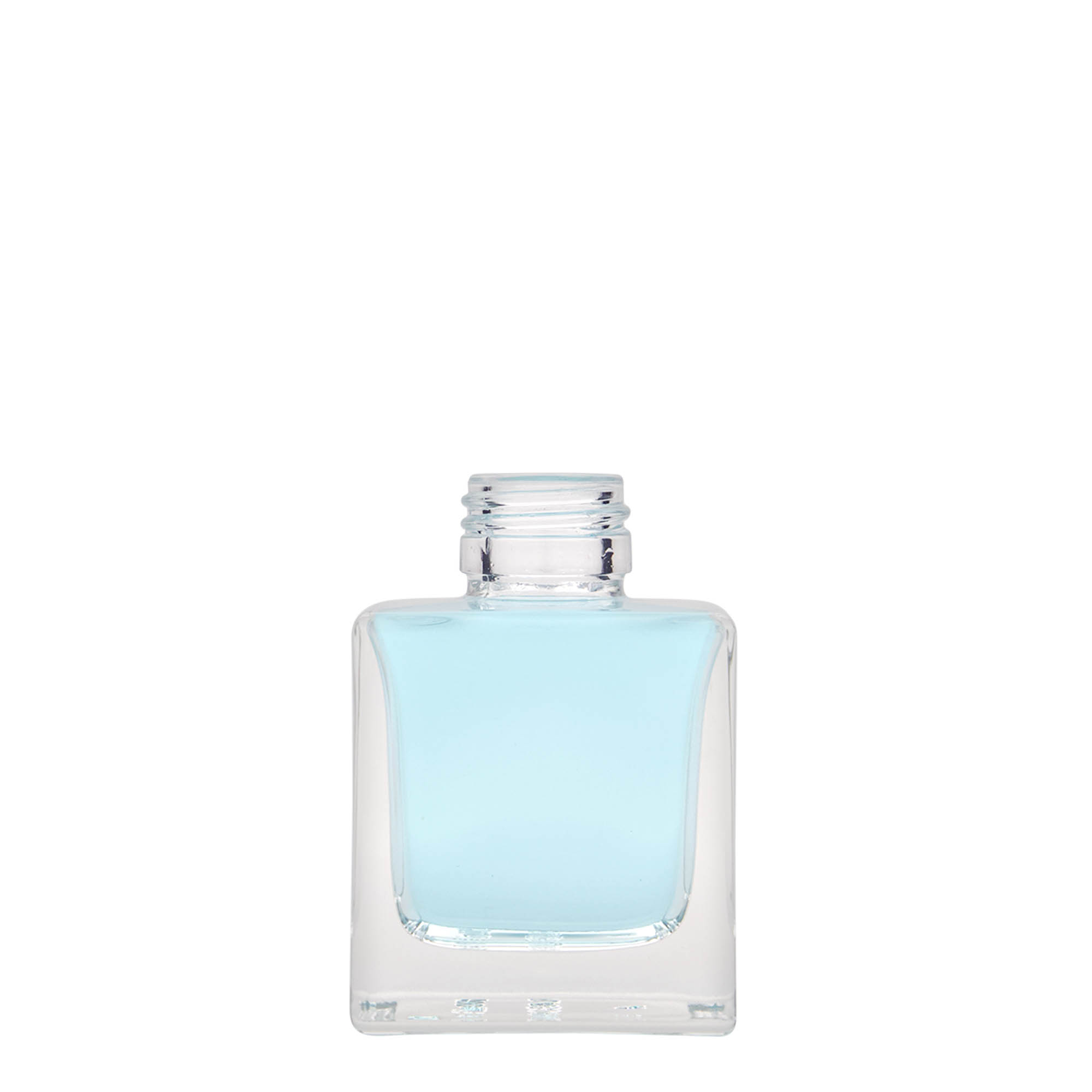 100 ml staklena boca 'Cube', kvadratna, grlo: PP 28