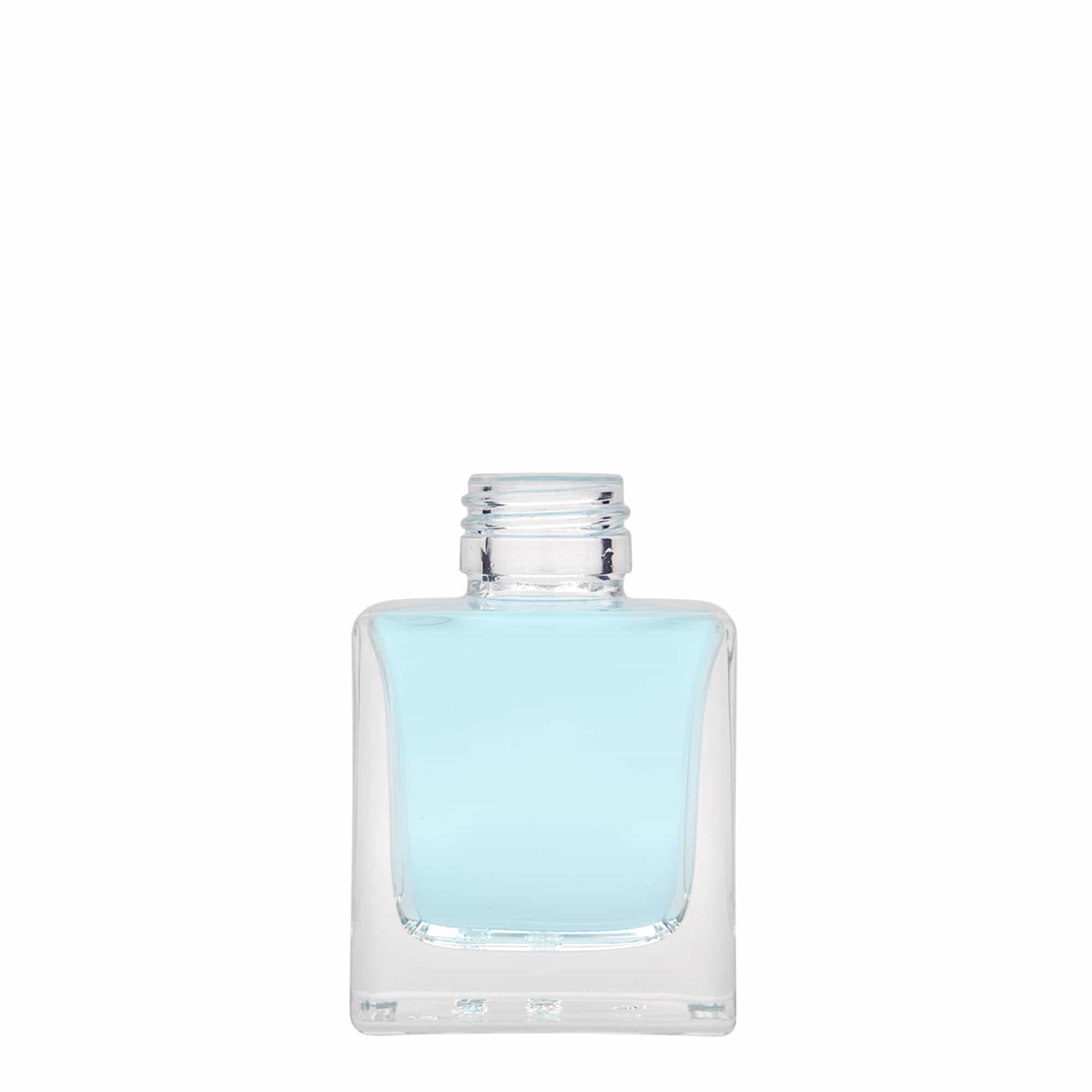 100 ml staklena boca „Cube“, kvadratna, grlo: PP 28
