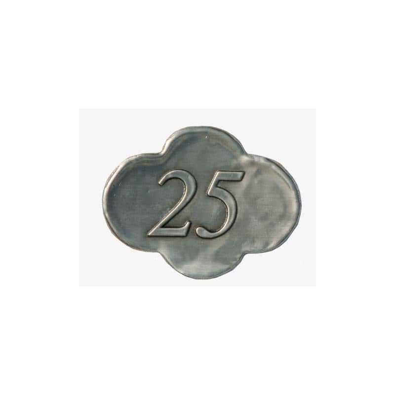 Olovna etiketa '25', metal, srebrna Olovna etiketa '25', metal, srebrna