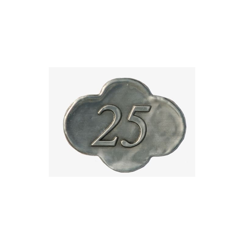 Olovna etiketa '25', metal, srebrna