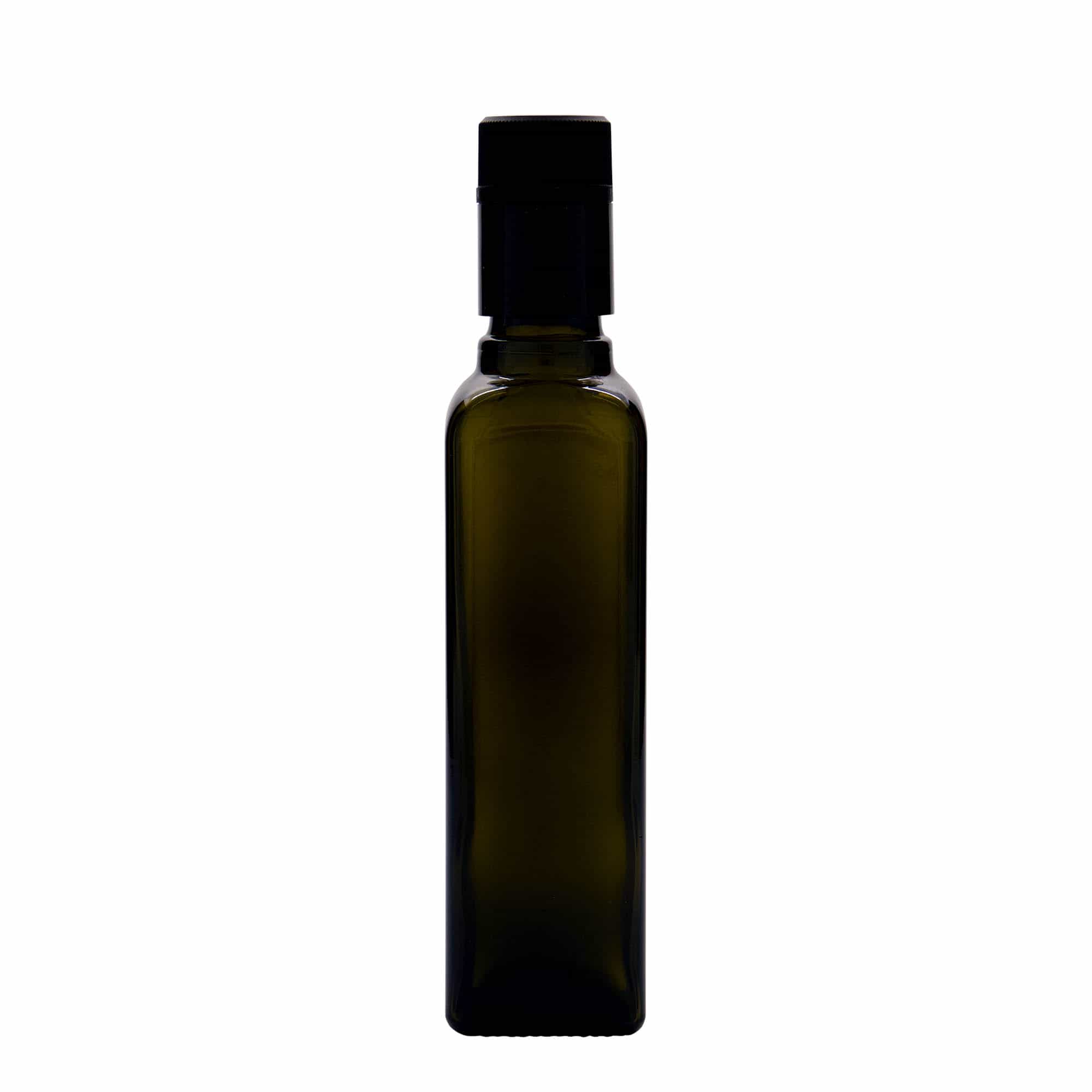 Flaša za sirće/ulje 250 ml 'Quadra', staklo, kvadratna, antikno zelena, otvor: DOP