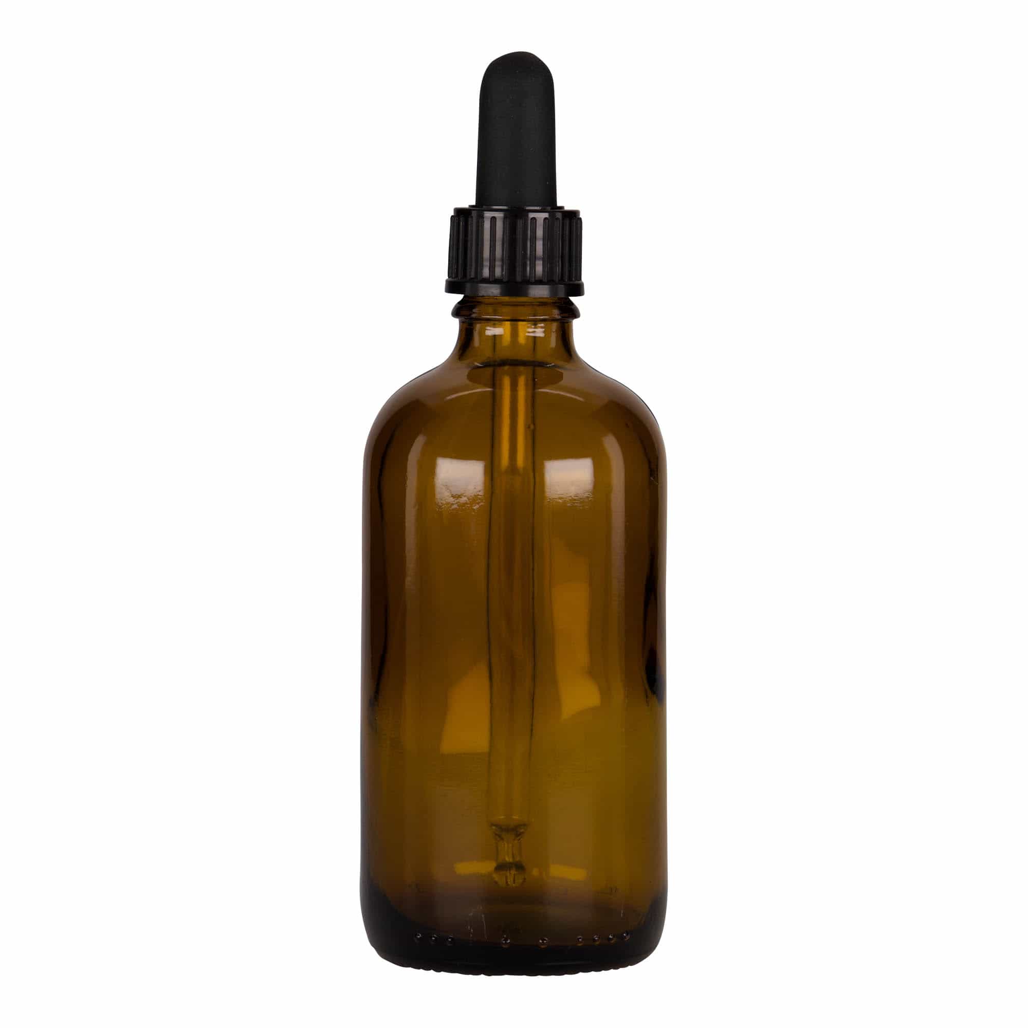 100 ml bočica s pipetom, medicinska, staklena, smeđe-crna, grlo: DIN 18