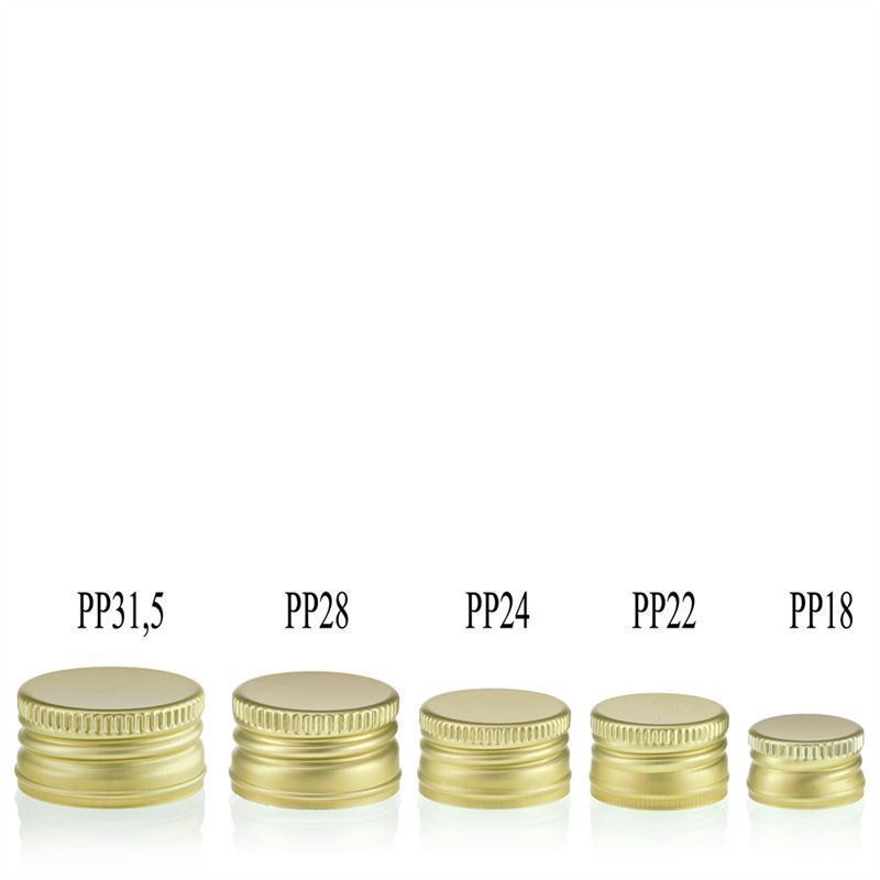 Navojni zatvarač, metalni, zlatna, za otvor: PP 18
