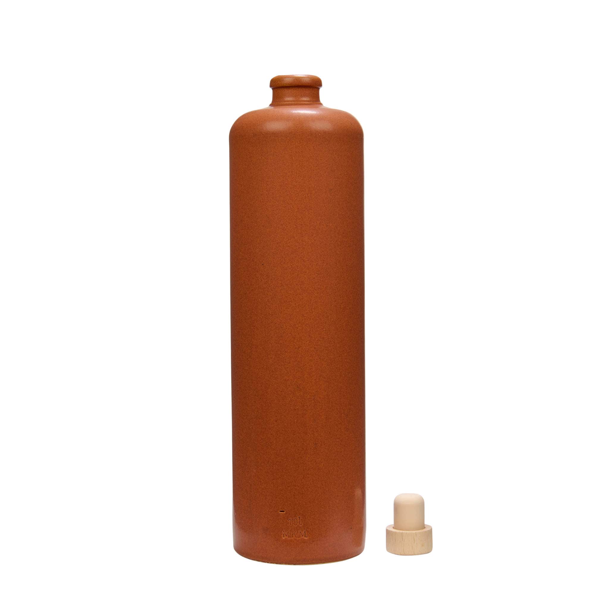 1.000 ml glineni vrč, kamenina, crveno-smeđi, otvor: pluta