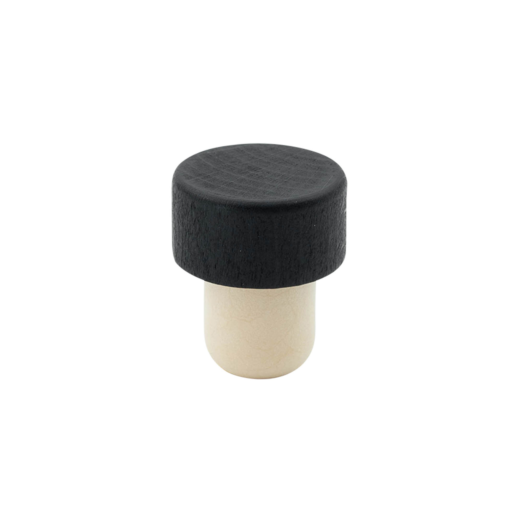 Čep s ručkom 19 mm, drvo/plastika, crni, za otvor: čep Čep s ručkom 19 mm, drvo/plastika, crni, za otvor: čep