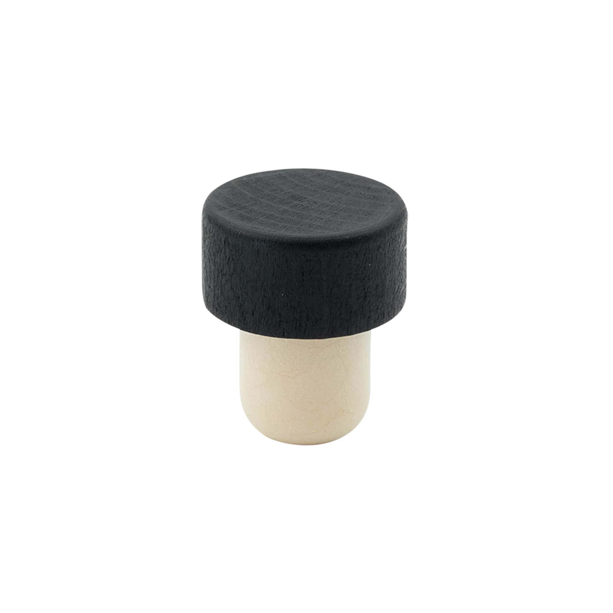 Čep s ručkom 19 mm, drvo/plastika, crni, za otvor: čep Čep s ručkom 19 mm, drvo/plastika, crni, za otvor: čep