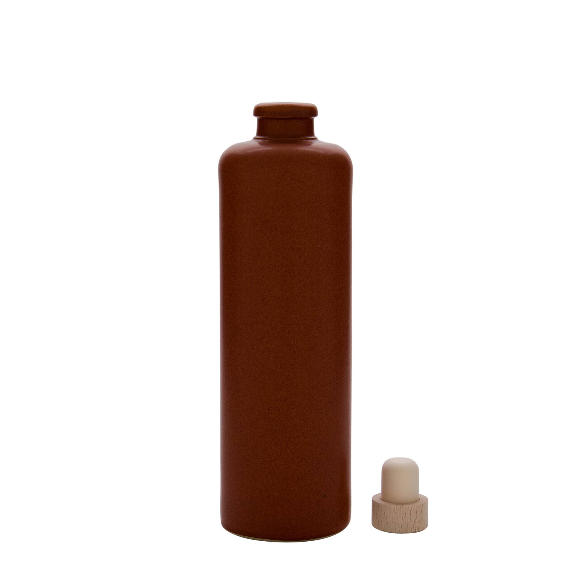 500 ml glineni vrč, kamenina, crveno-smeđi, otvor: čep