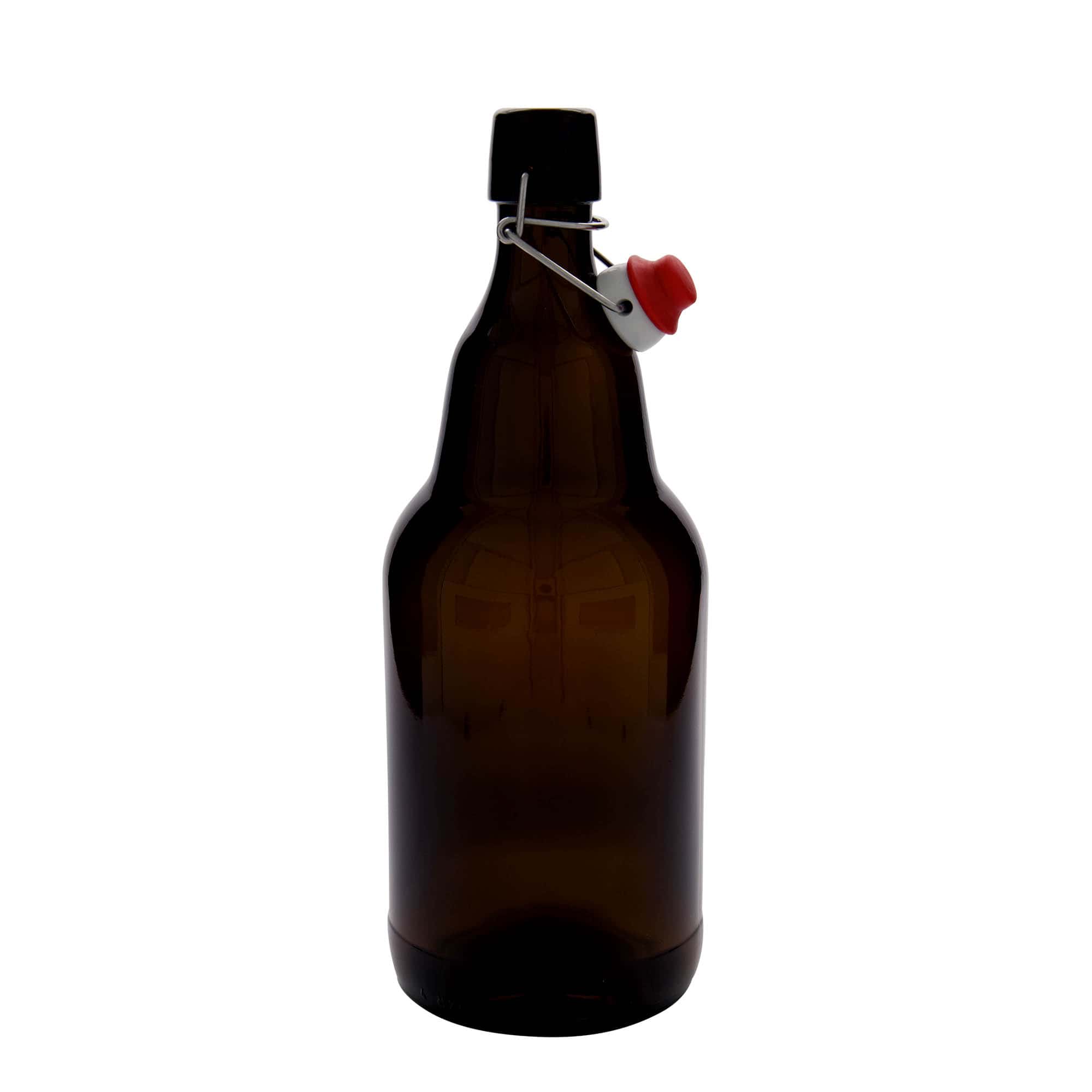 2.000 ml boca za pivo, staklo, smeđa, otvor: zatvarač sa kopčom