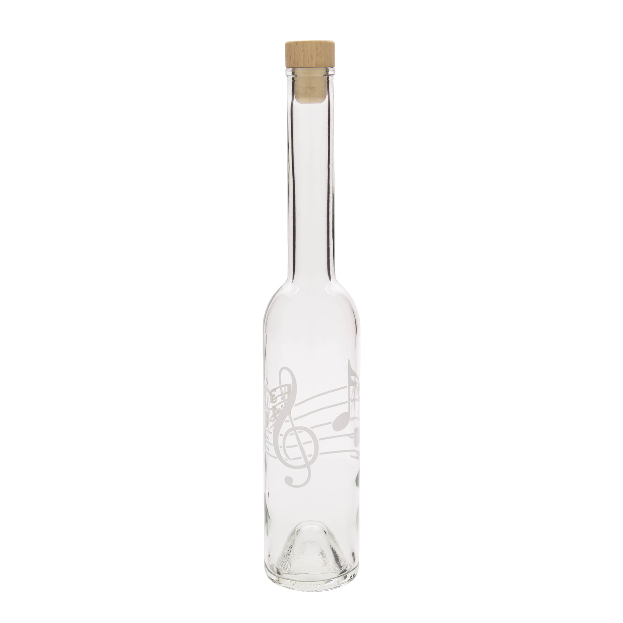 350 ml staklena boca 'Opera', motiv: muzičke note, grlo: plutajući čep 350 ml staklena boca 'Opera', motiv: muzičke note, grlo: plutajući čep