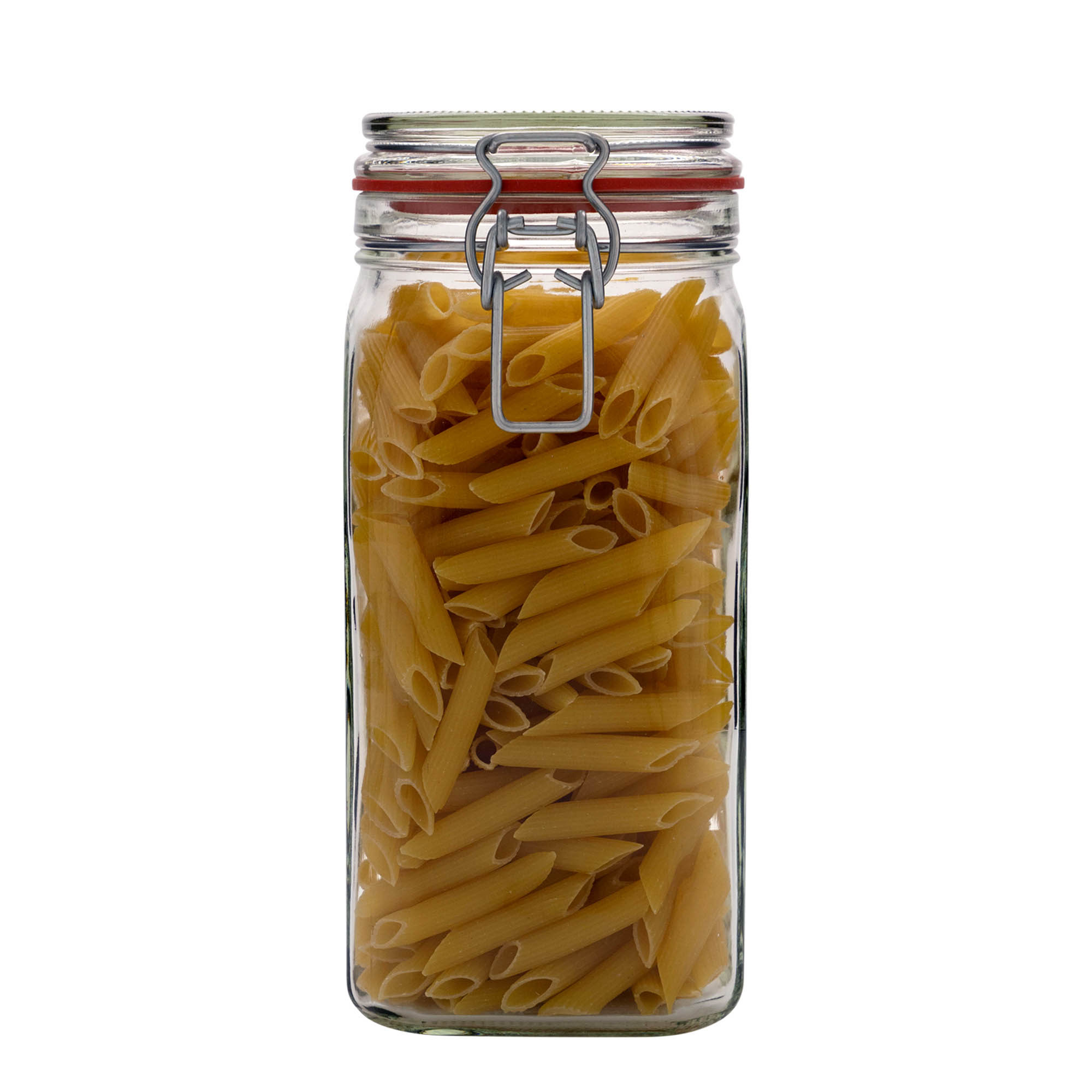 1.540 ml staklena tegla sa žičanim zatvaračem, kvadratna, otvor: žičani zatvarač