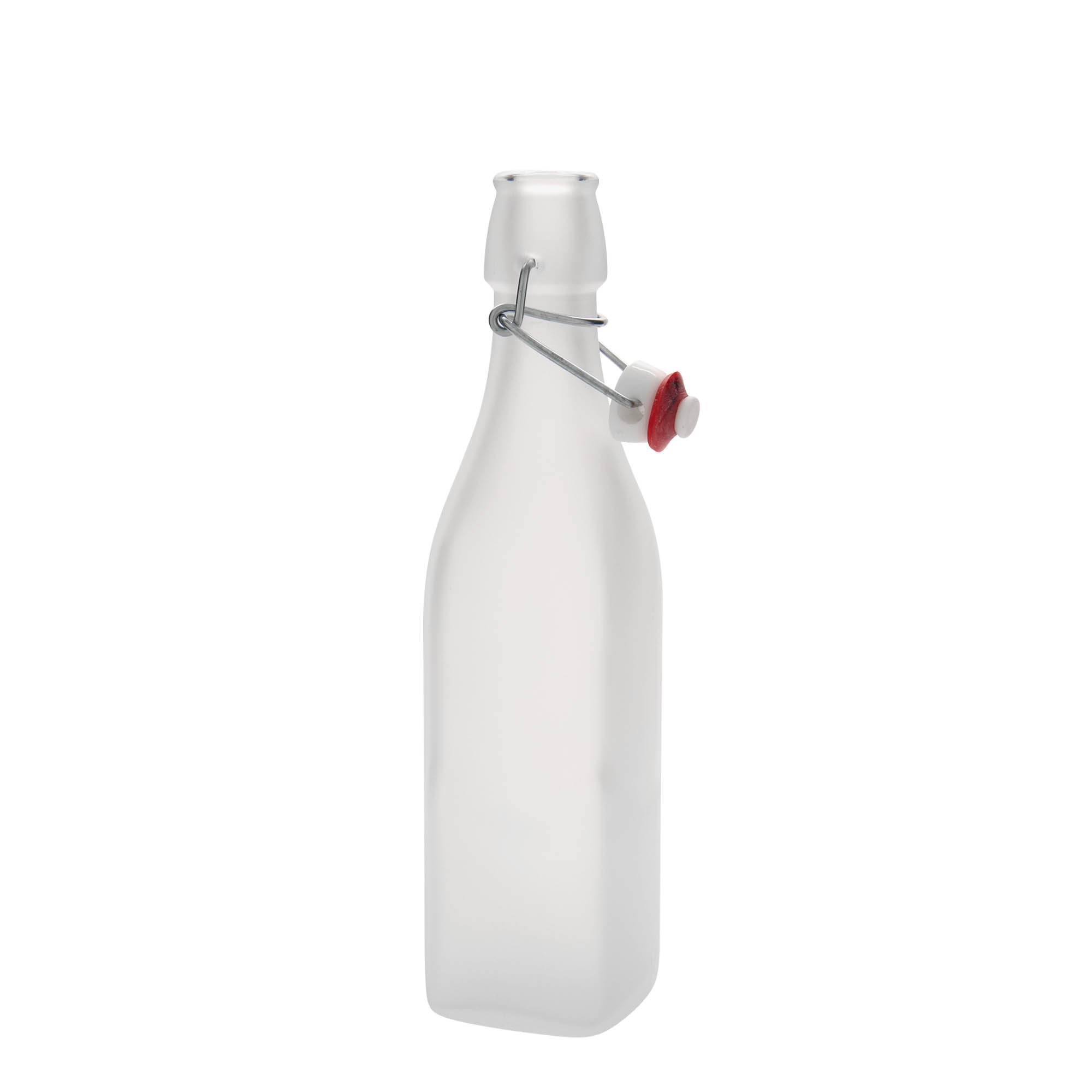 500 ml staklena boca 'Swing, kvadratna, bijela, grlo: zatvarač s kopčom' 500 ml staklena boca 'Swing, kvadratna, bijela, grlo: zatvarač s kopčom'