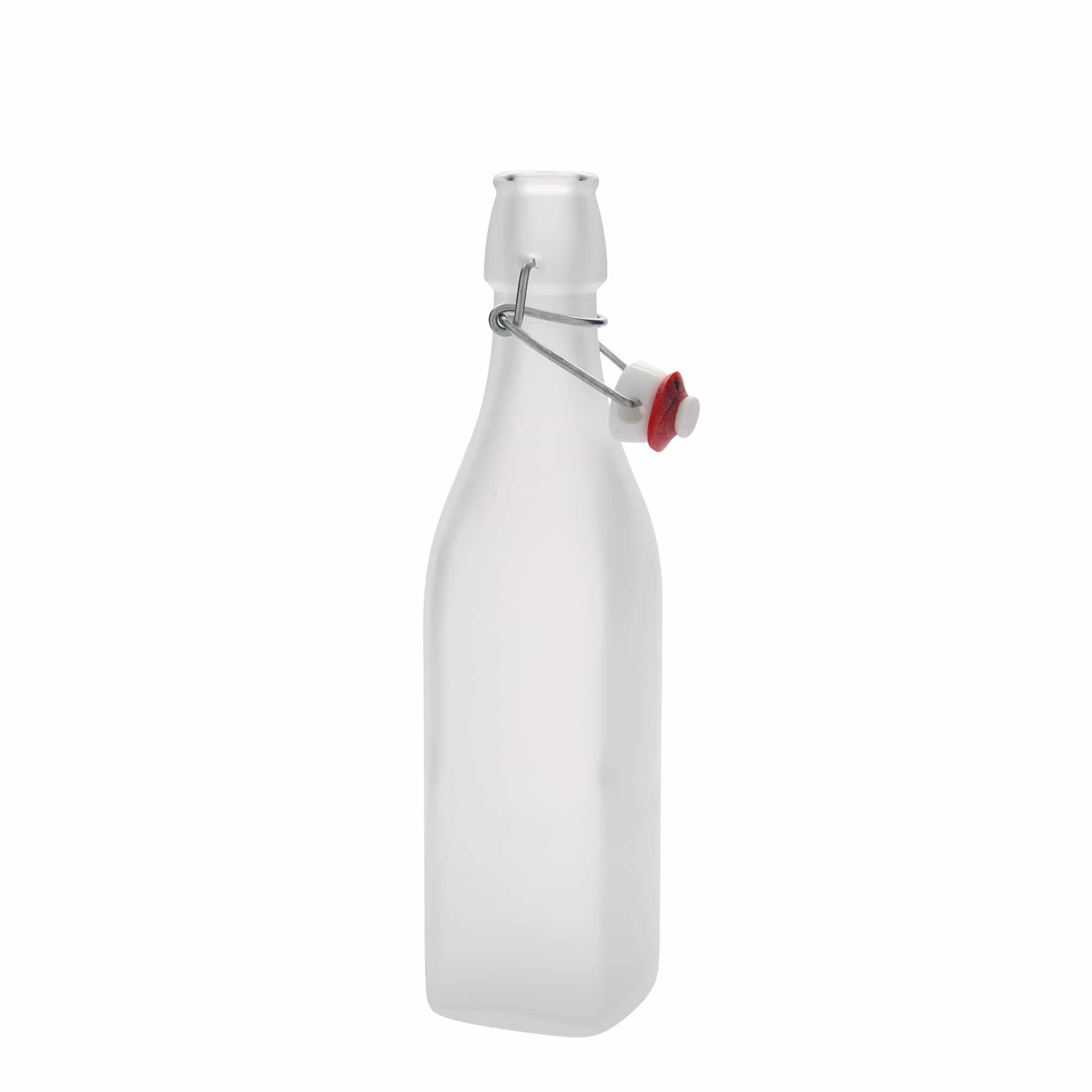 500 ml staklena boca „Swing, kvadratna, bijela, grlo: zatvarač s kopčom“